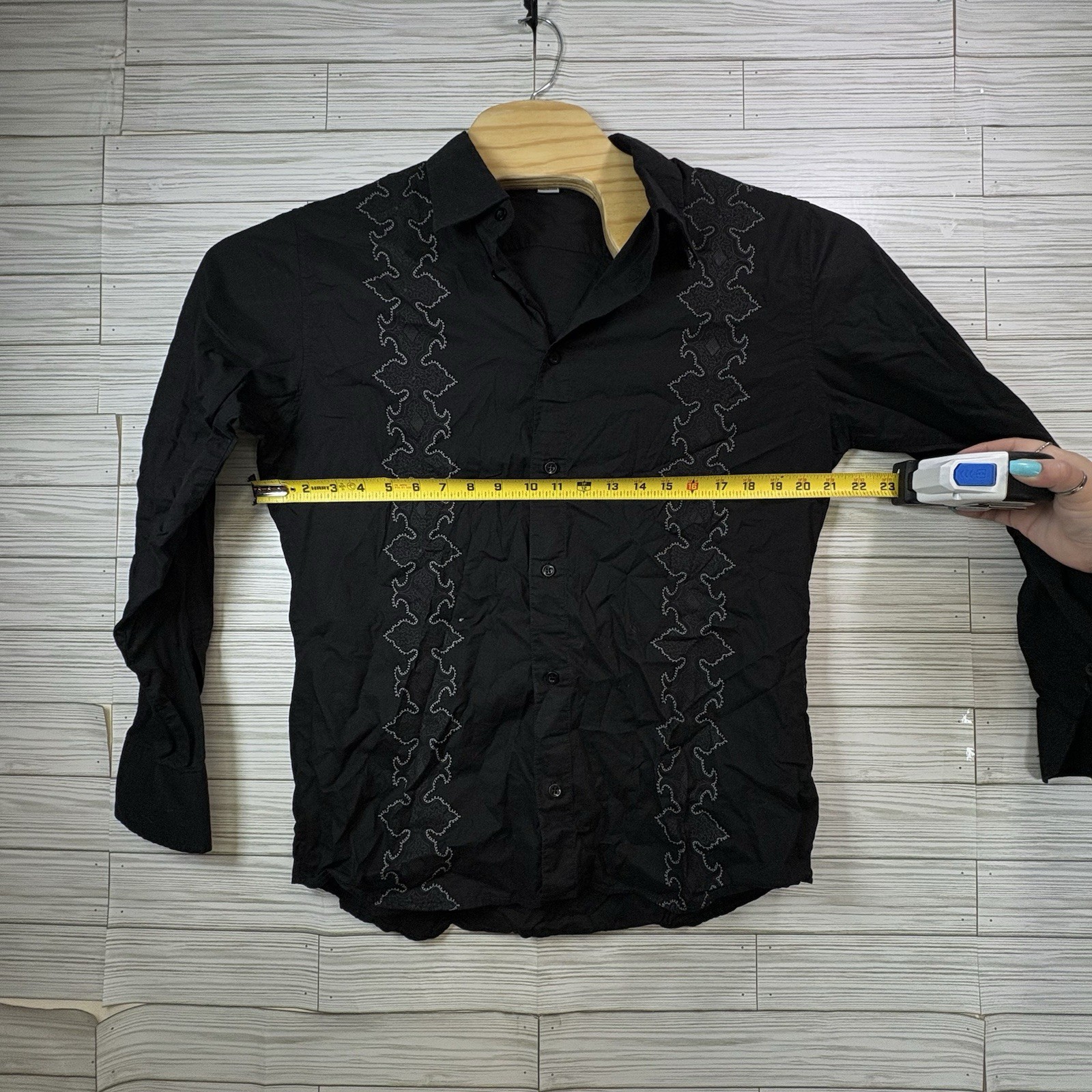 Positano Classic Men’s Medium Black Western Embroidered Button Up Sz Med