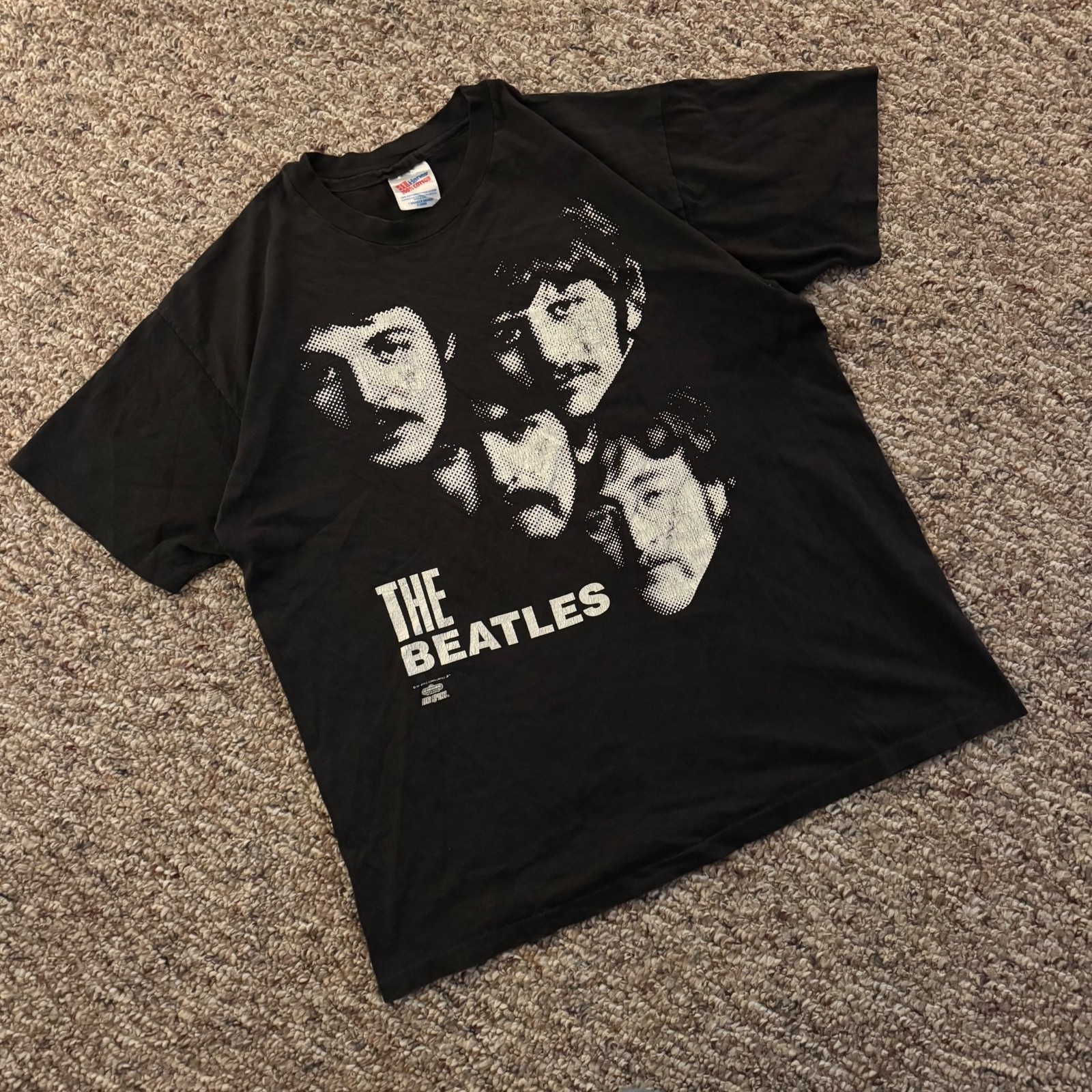 VINTAGE 90s The Beatles Shirt Men’s XL Black Graphic Double Sided Band Retro