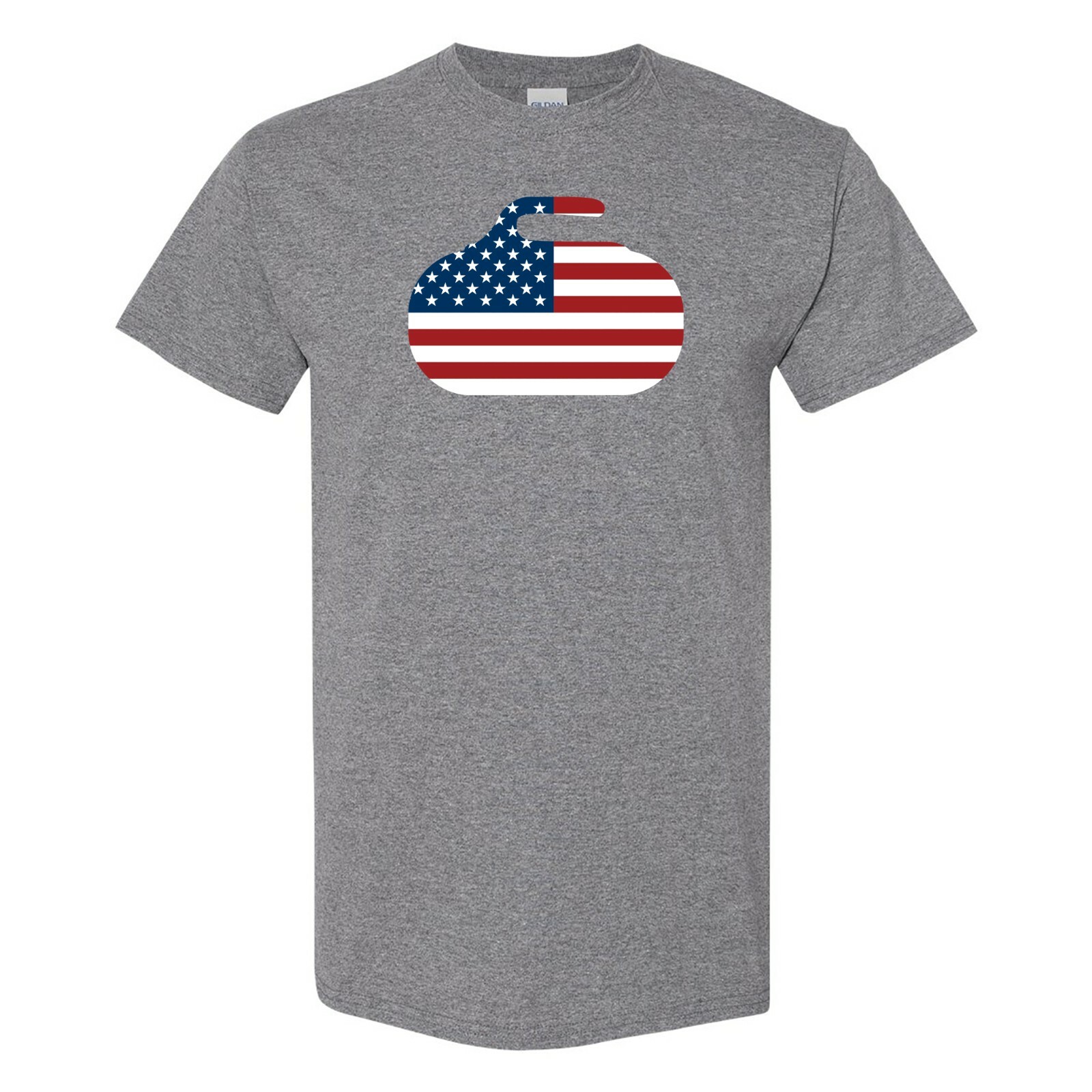 USA Curling Stone – Winter Sports T Shirt – Graphite Heather
