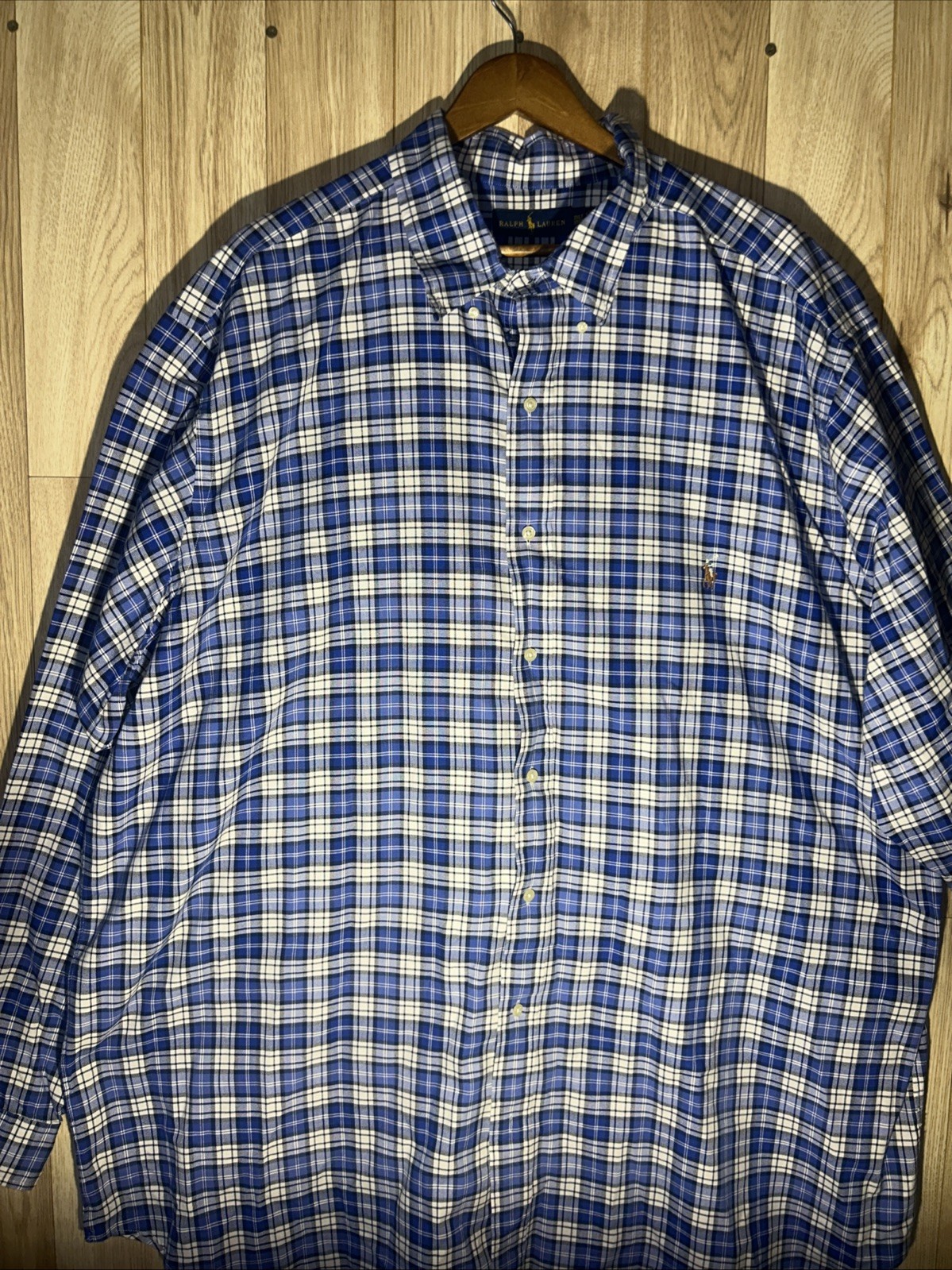 Ralph Lauren Men’s 3XLT Blue Plaid Long Sleeve Button Down Shirt