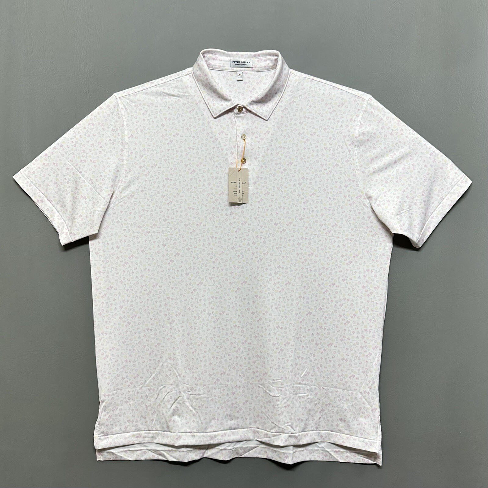 Peter Millar Utopia Burger Performance Summer Comfort Golf Polo Shirt SS Sz XL