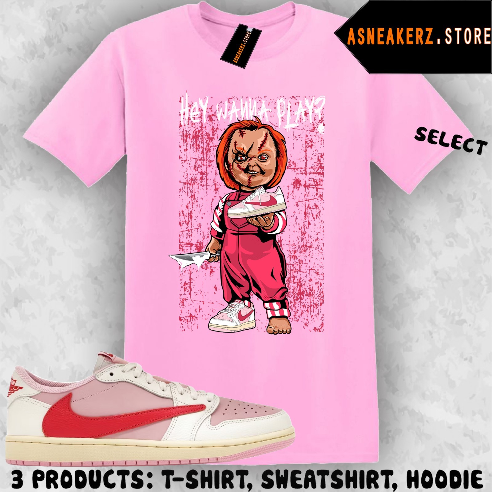 Shirt Matching Travis Scott 1 Low Tropical Pink Match Sneaker Sneakerhead Chucky