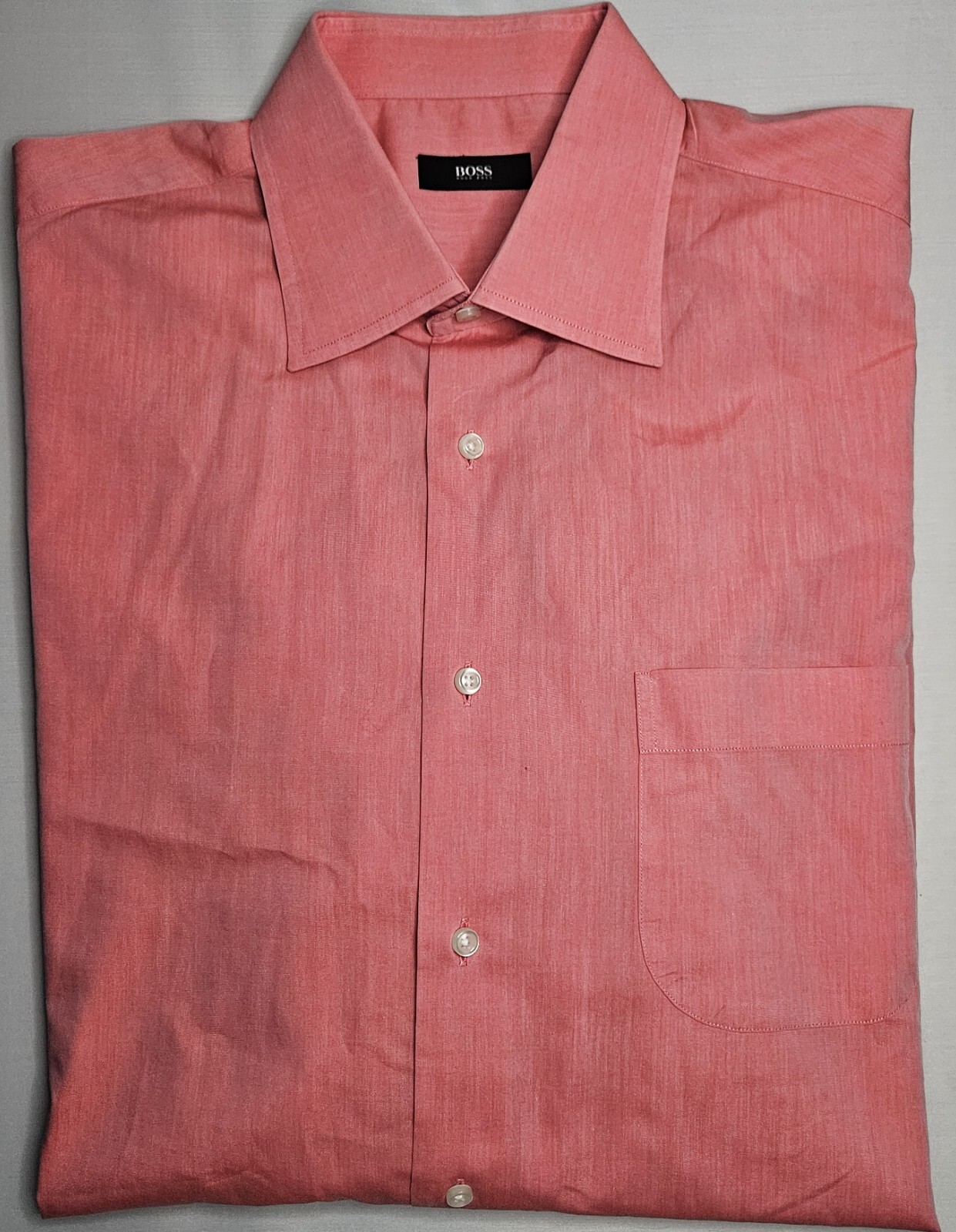 Mens Boss Hugo Boss Long Sleeve Pinkish Button Up Shirt Size 16 32-33 – NICE