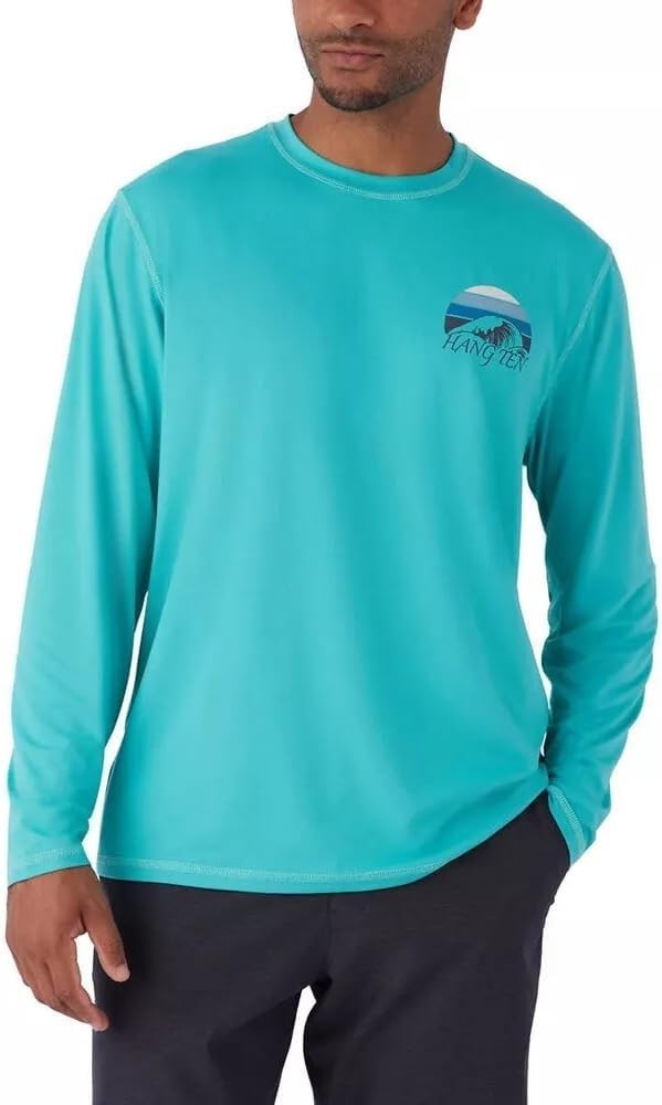 Hang Ten Men’s Long Sleeves Crew Neck SPF 50+ Sun T-Shirt