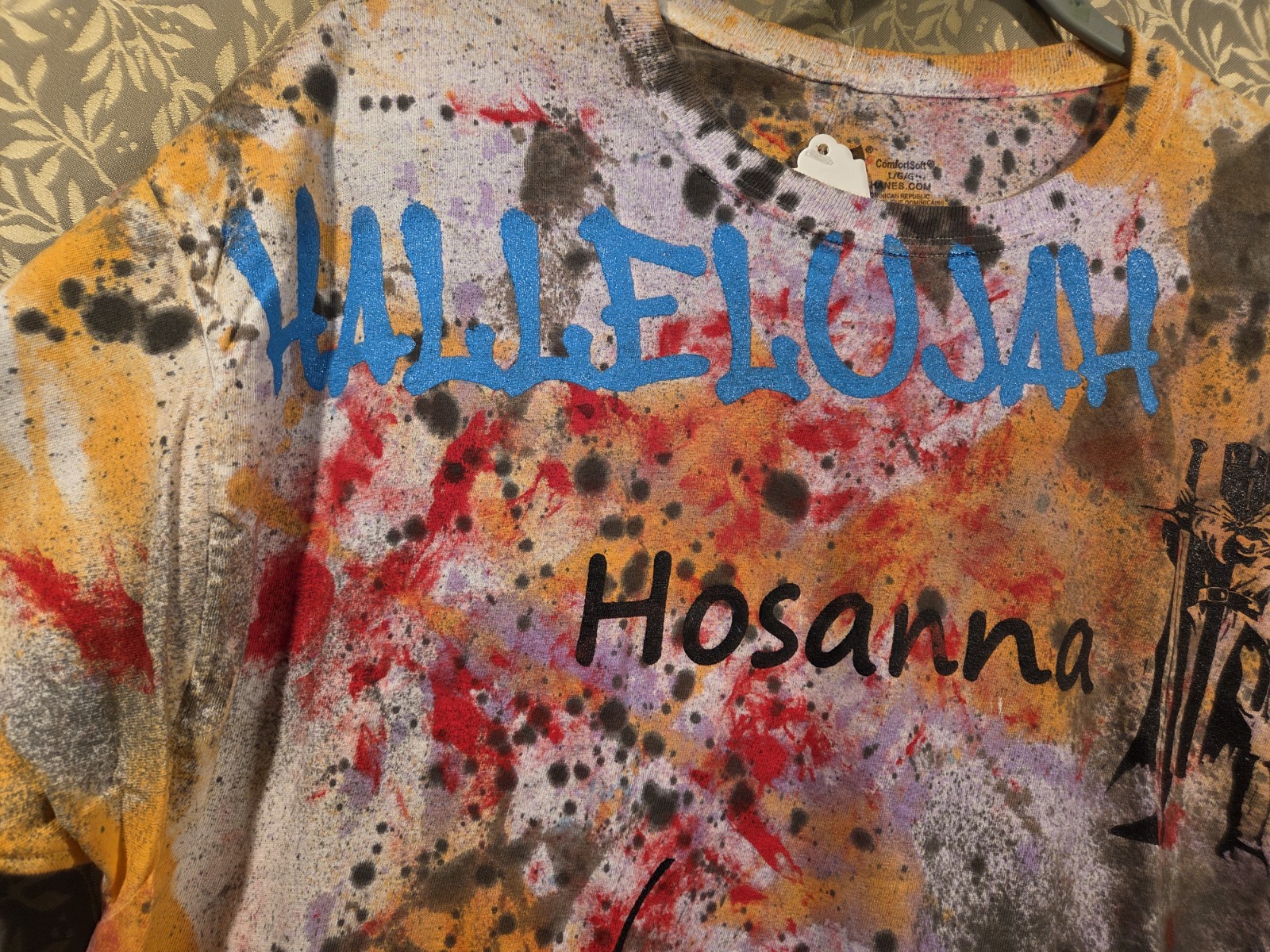 #159 ComfortSoft Religious Graphic Print T-Shirt Multicolor Men’s L Crew