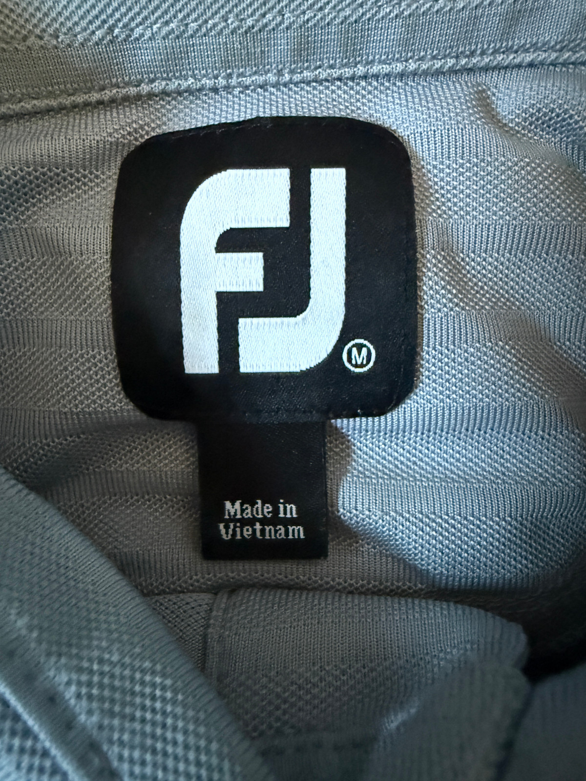 FOOTJOY FJ – Men’s Polyester Spandex Gray Striped Golf Polo Shirt – Size Medium
