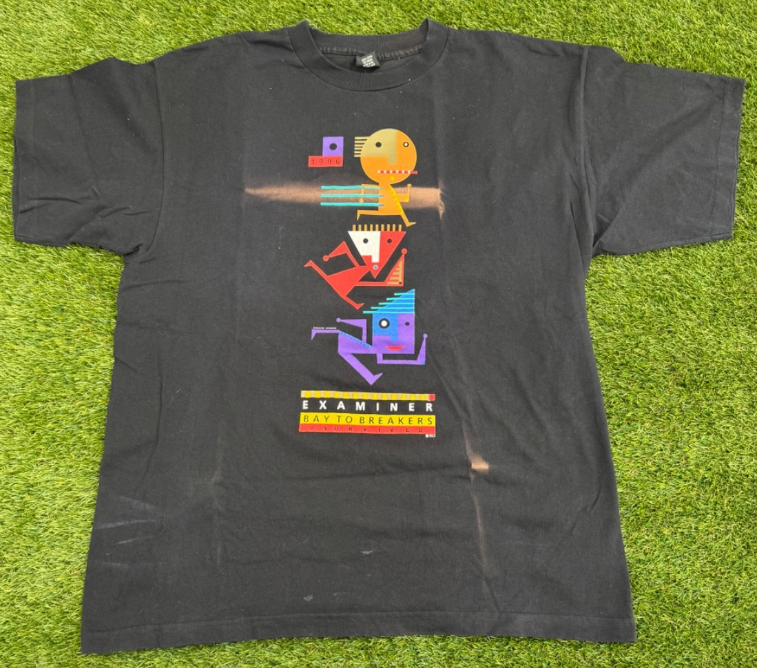 Vintage 90s Examiner Bay to Breakers T Shirt Mens XL 1996 San Fran Art VTG