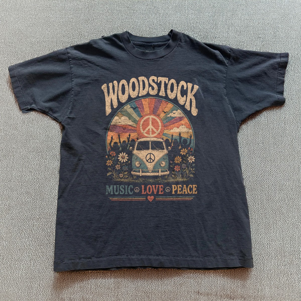 HOT! Woodstock Hippie Festival Music Love Peace Van Unisex T-shirt S-5XL