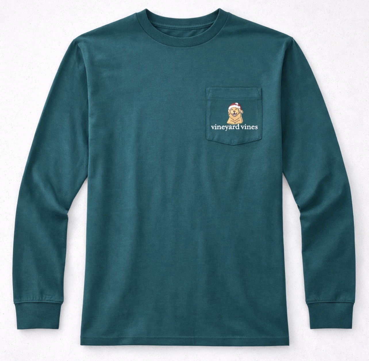 Vineyard Vines Long Sleeve T Shirt Small Green Dogs Sleigh Christmas Husky
