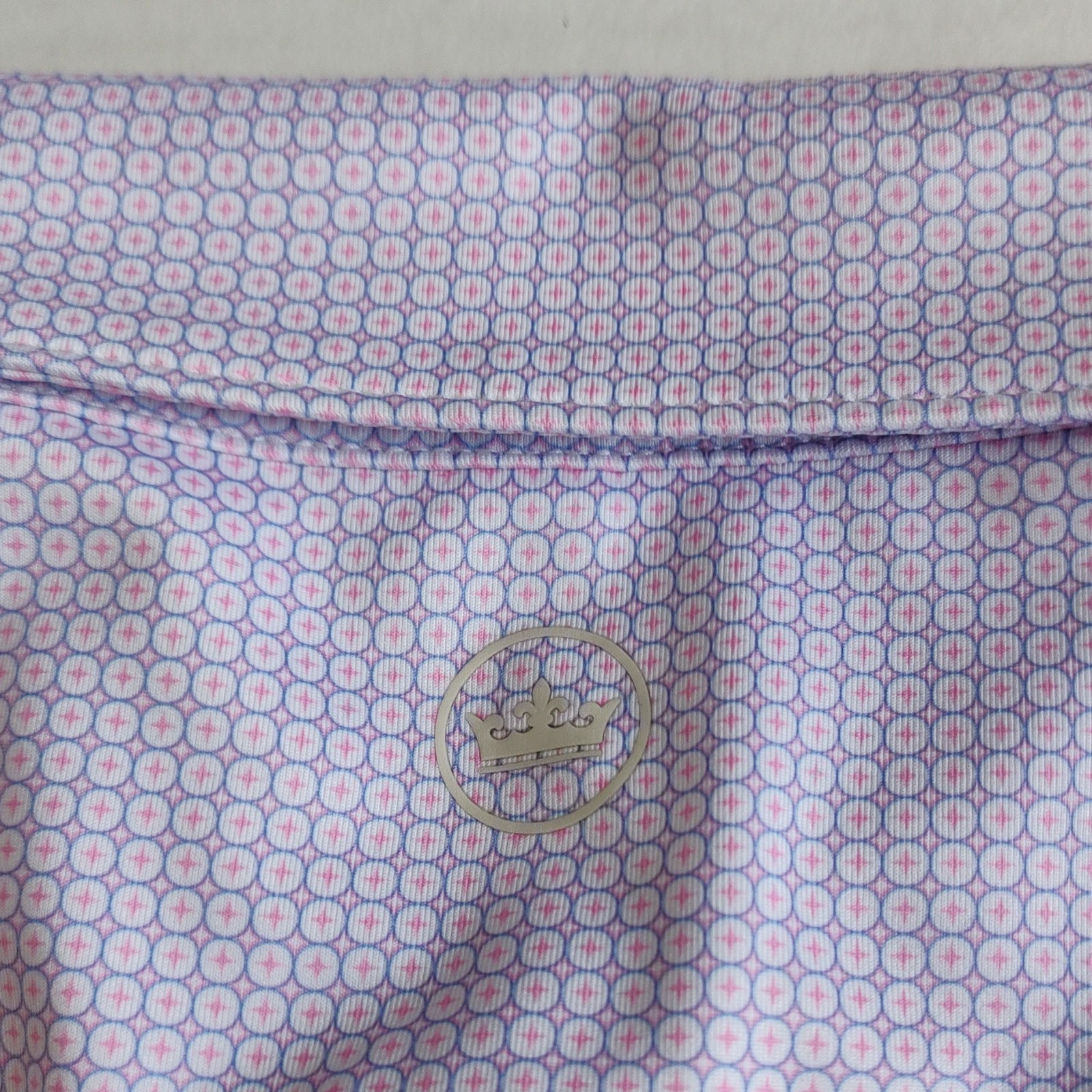 Peter Millar Summer Comfort Flamingo Polo Shirt Mens L Geometric AOP Swag Golf