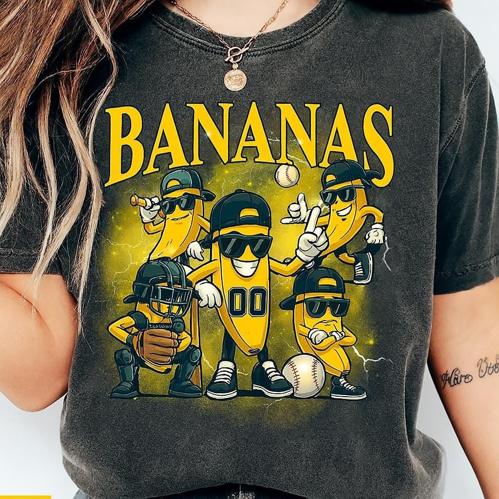 Retro Bananas Baseball Classic Style Men Women Unisex T shirt S-5XL NH22535