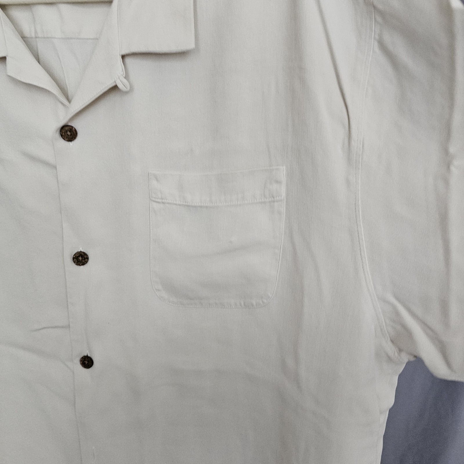 Tommy Bahama cream Silk Short Sleeve Button-Up Shirt w/ Pockets XXL Big & Tall