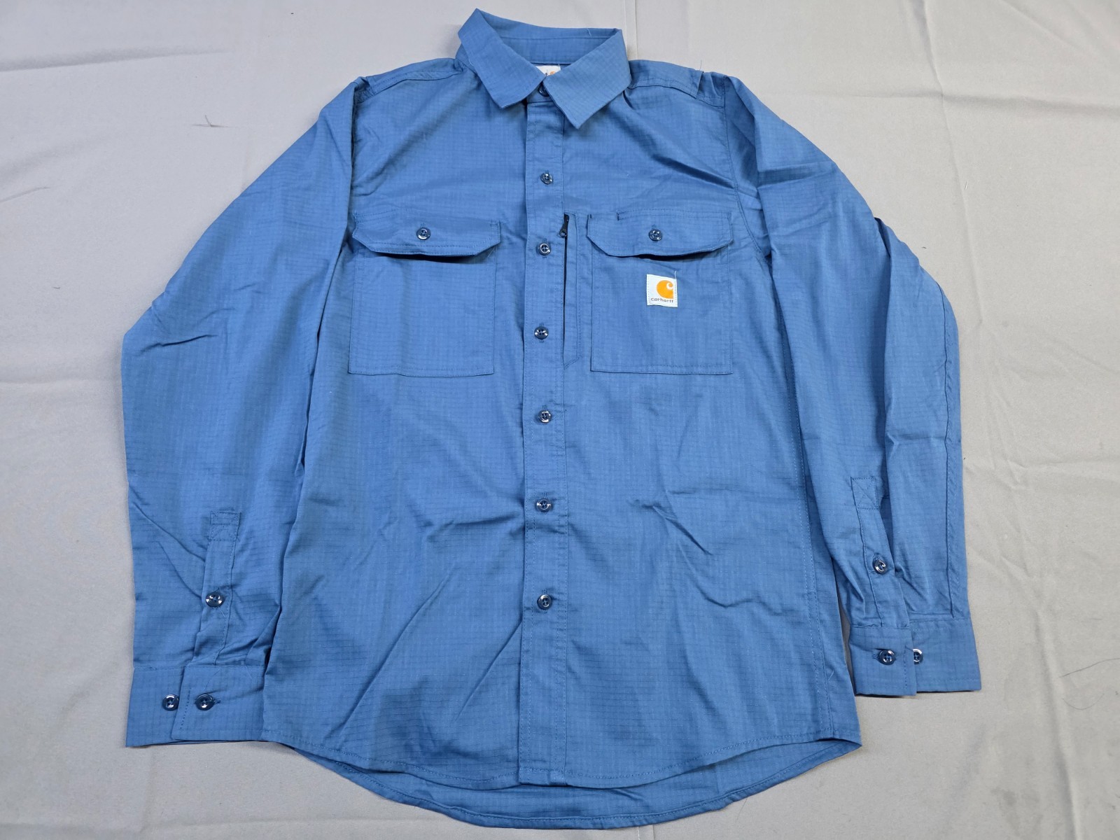 Carhartt Mens Long-Sleeve Button-Down Work Shirt, Blue