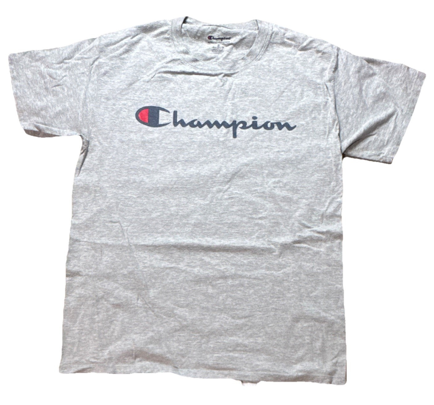 Champion Men’s Gray Logo Graphic Print T-Shirt Crew Neck Short Sleeve Size M