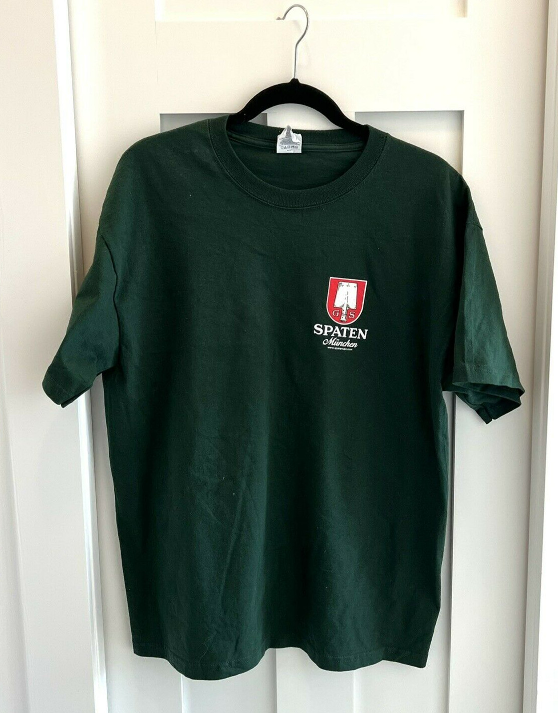 Men’s SPATEN Munchen Germany LARGE Beer T-Shirt Green 100% Cotton