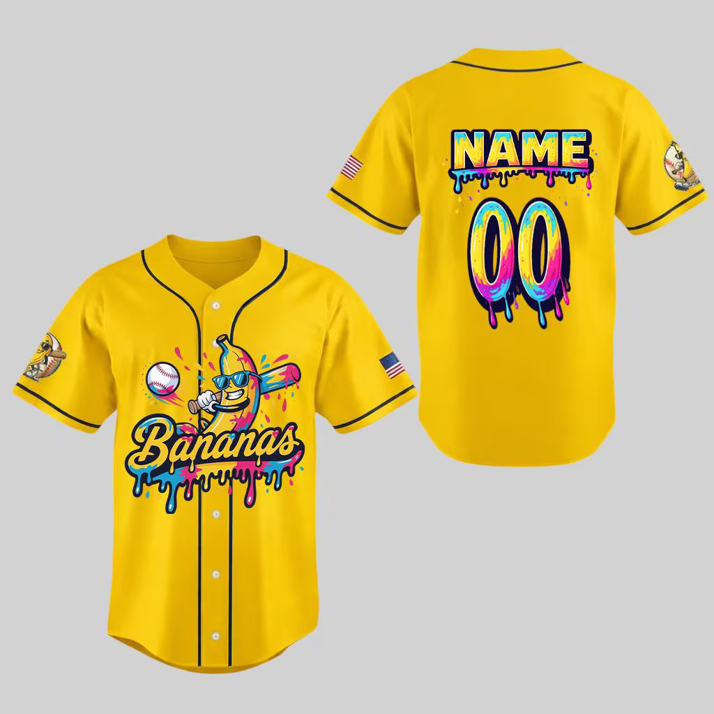 Funny Banana Drip Baseball Jersey – Custom Name Savannah Style Fan Gift