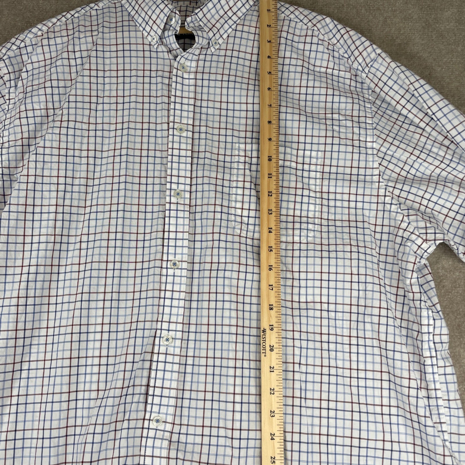 Roundtree & Yorke 3XB Plaid Button Down Long Sleeve Dress Shirt Men