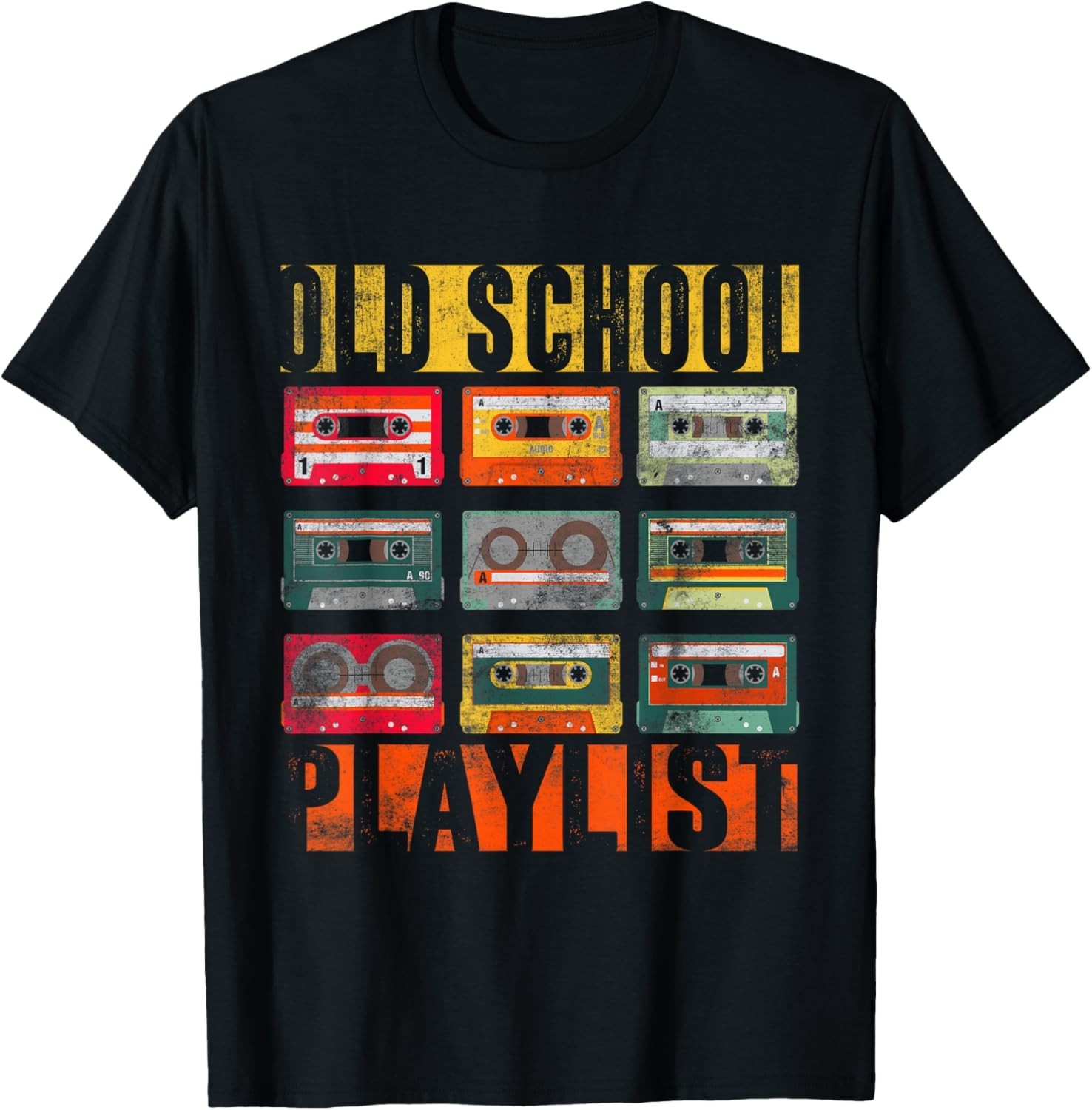 Old School Playlist Shirt Retro 80s 90s Cassette Tape Music T-Shirt