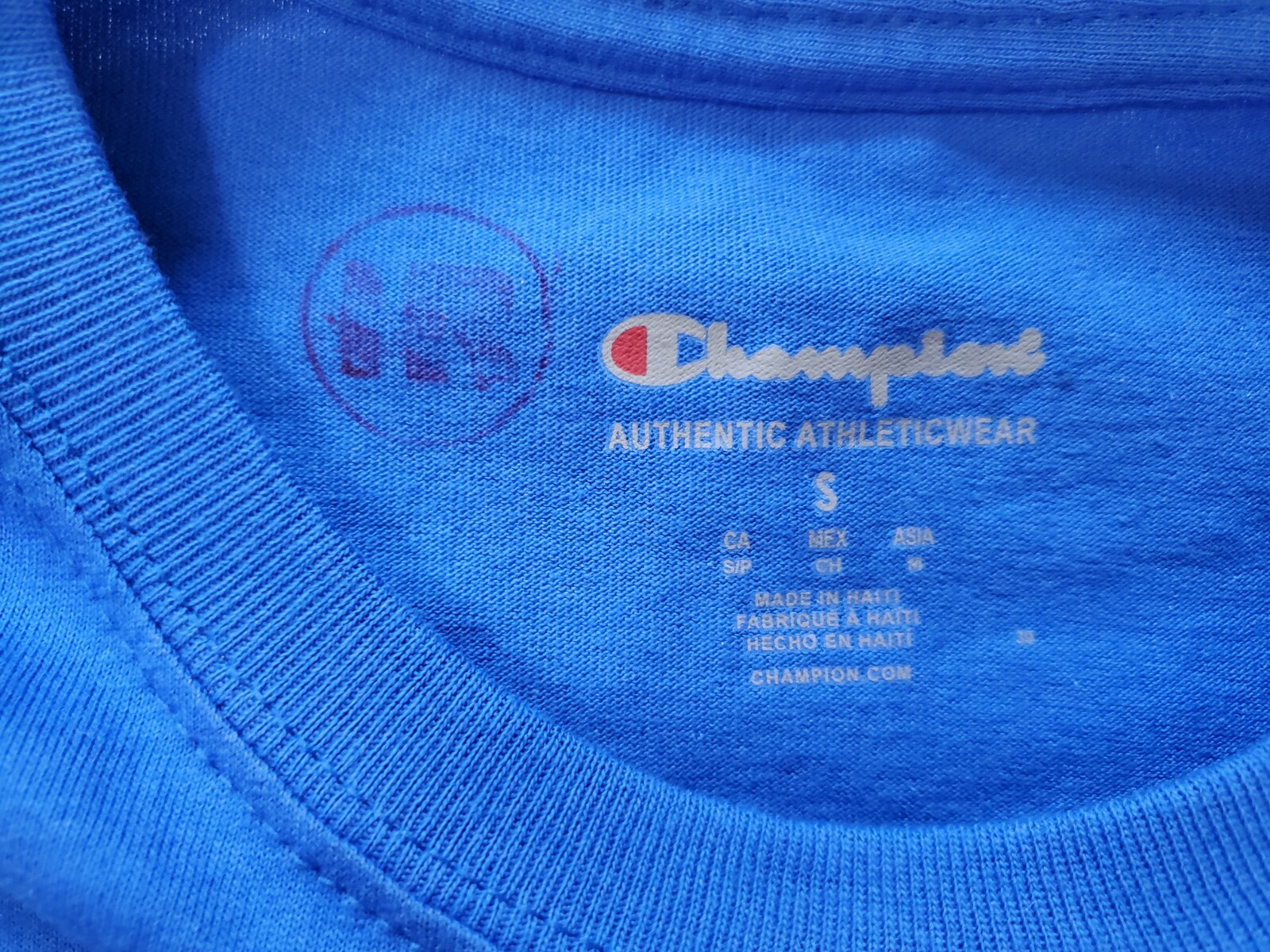 Champion Athleticwear Unisex Blue Cotton Tee-Shirt Short Sleeve T425RB Sz.S