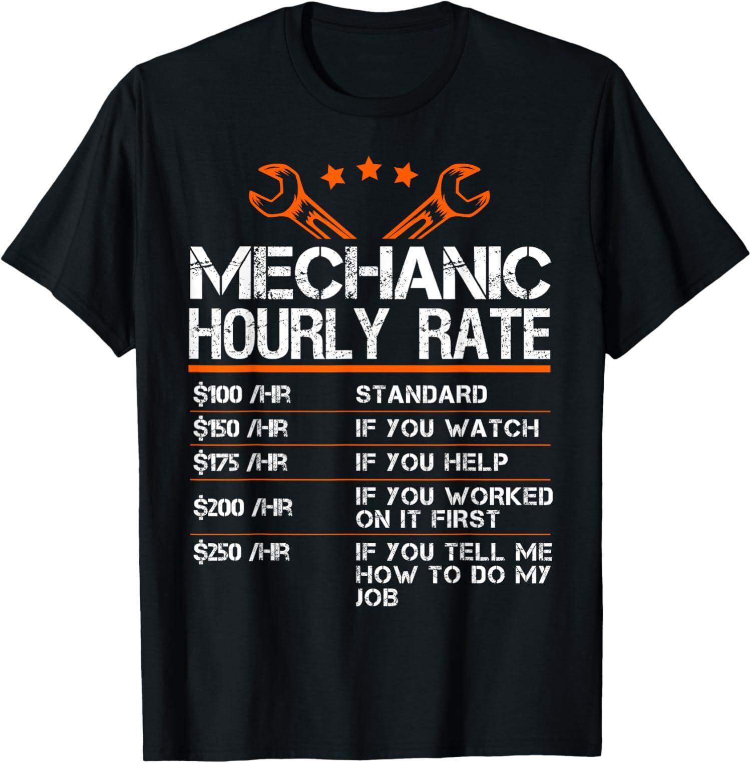 Funny Mechanic Hourly Rate Auto Car Mechanic Labor Unisex T-Shirt