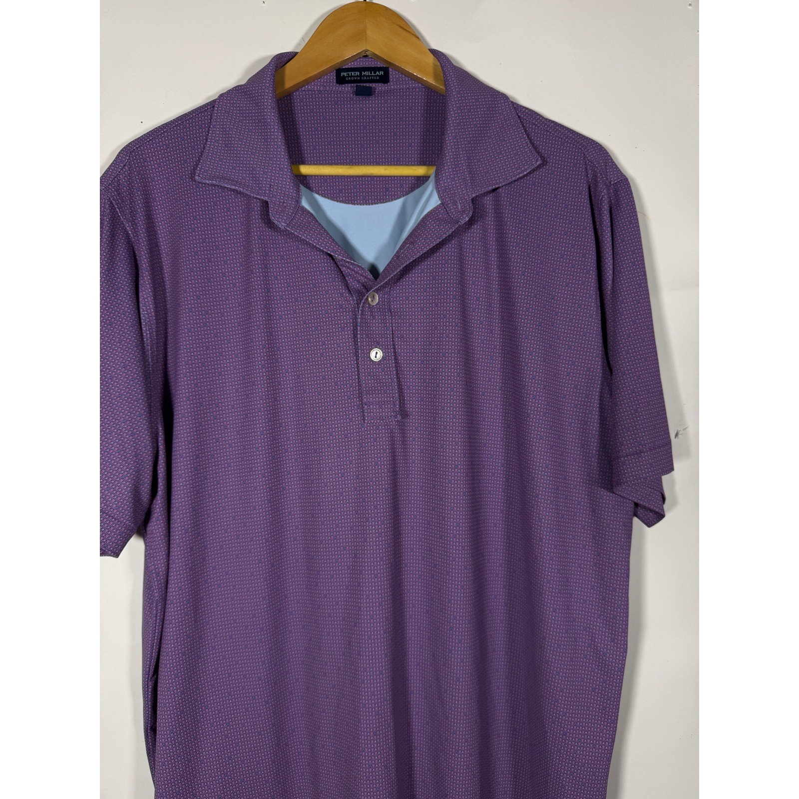 Peter Millar Crown Crafted Mens XL Purple Geometric Scale Performance Polo Shirt