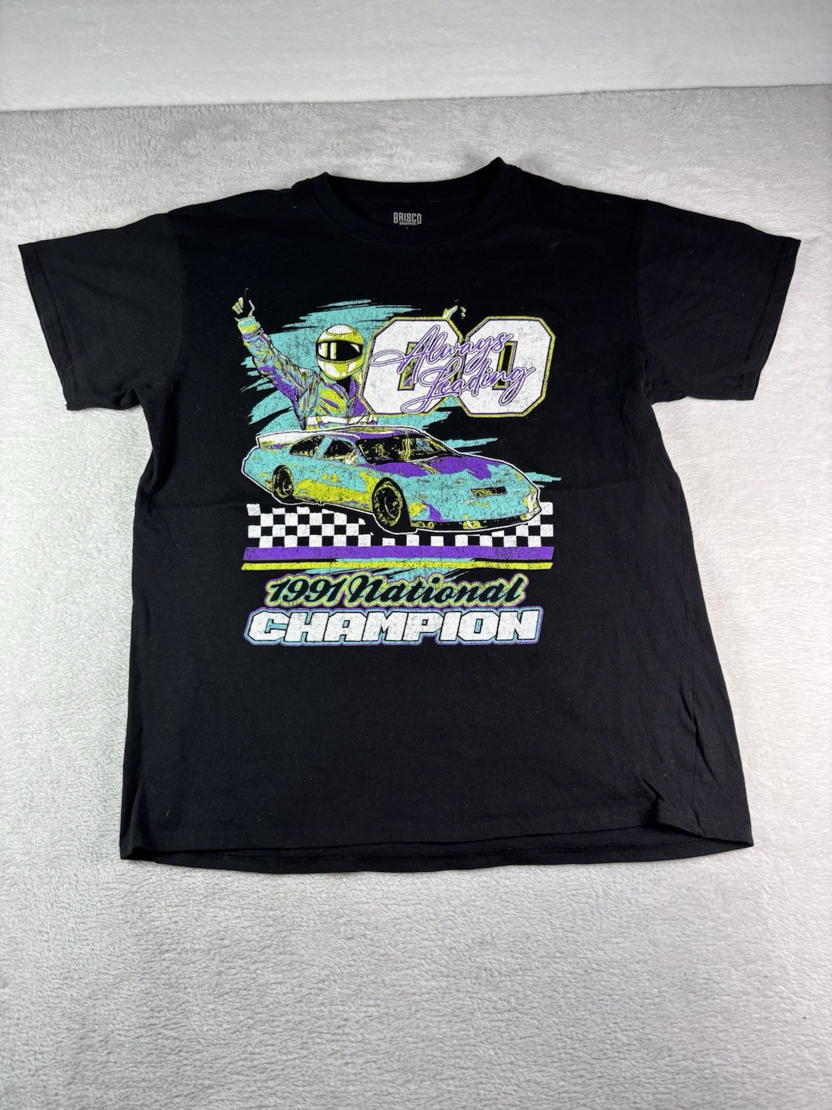 Brisco Brands Men’s L Race Nascar Graphic T-Shirt “1991 National Champion”