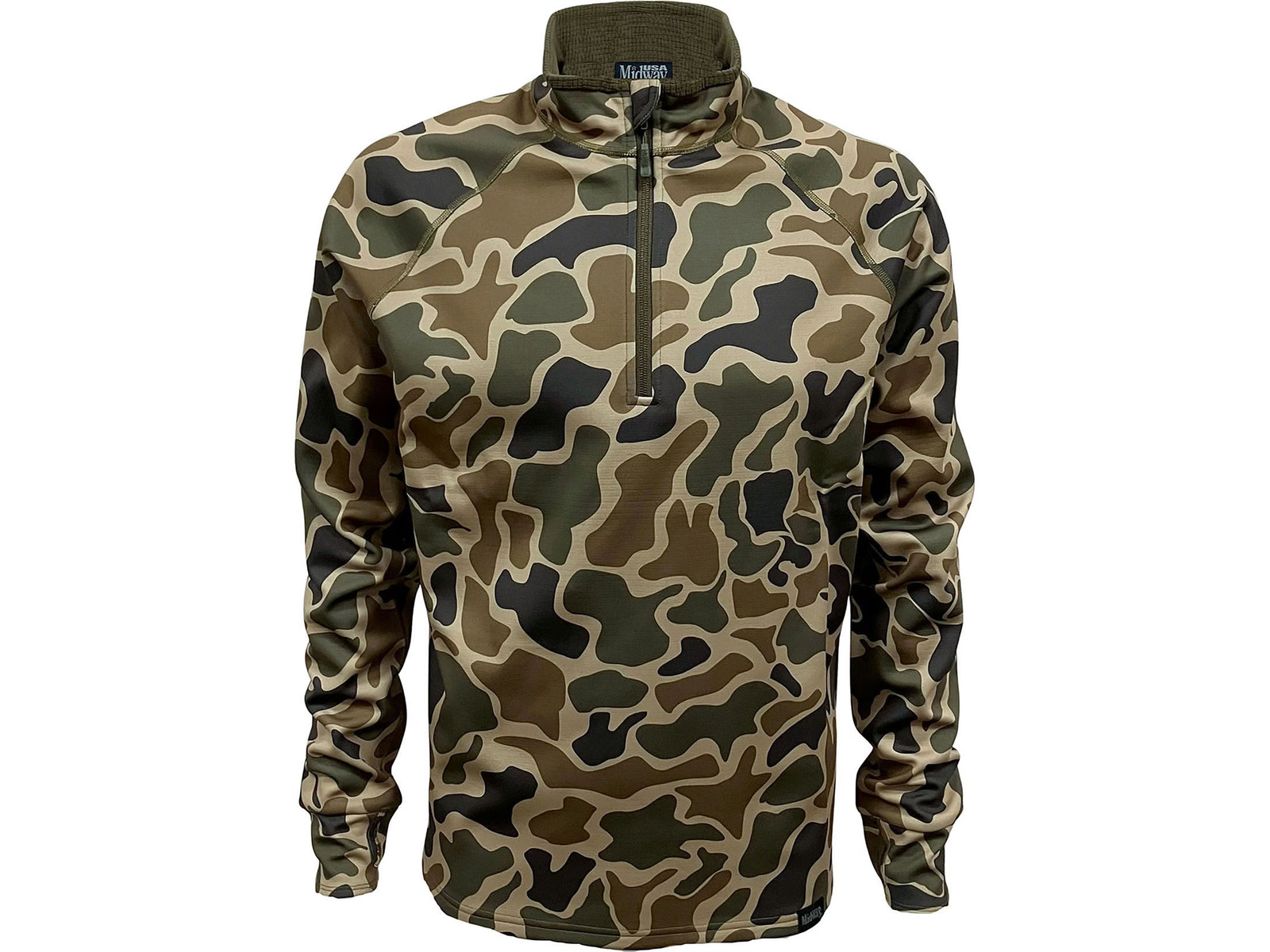 MidwayUSA Men’s Grid Fleece Quarter Zip Shirt Old School Camo XL Tall
