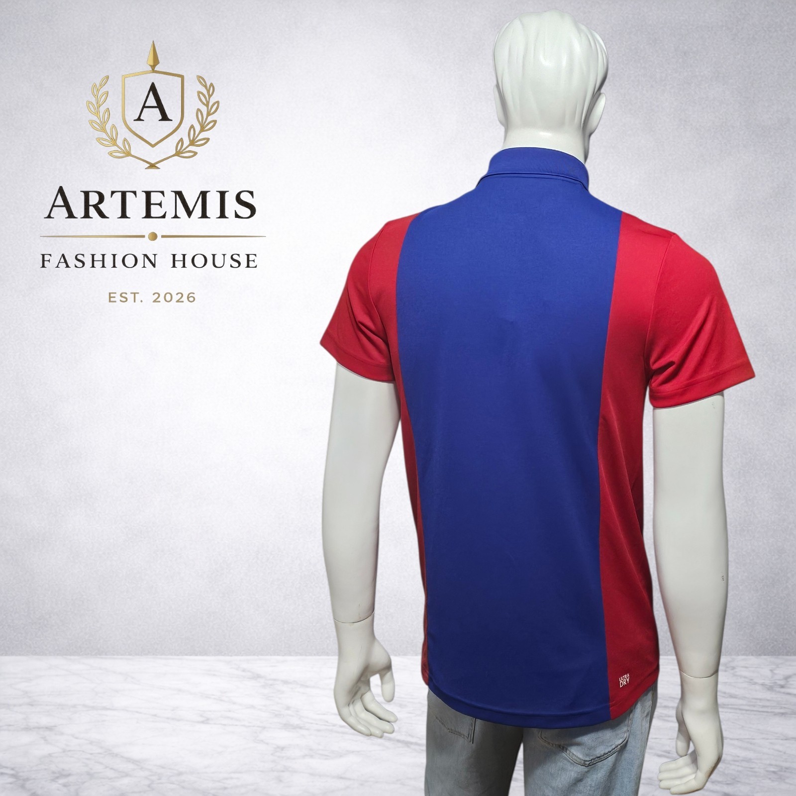 Lacoste Men’s Regular Fit Red & Blue Colorblock Anti Odor Sport Polo Size Small