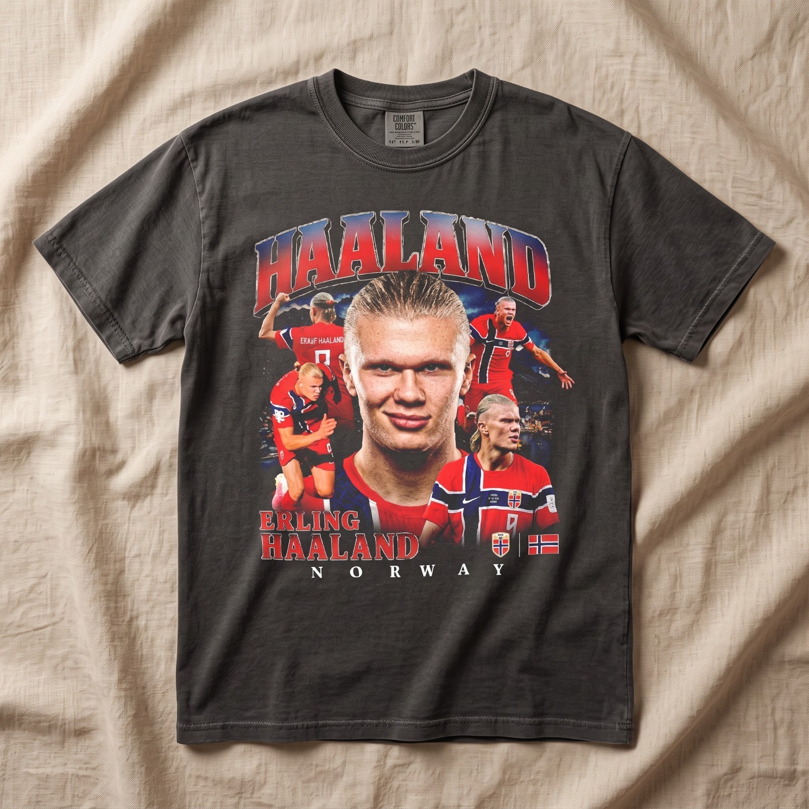 Retro Erling Haaland Comfort Colors, Norway Soccer Shirt