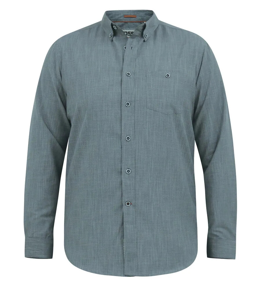 D555 Duke Big Mens Charcoal Long Sleeve Shirt Cross Hatch Pocket 2XL-6XL 111603