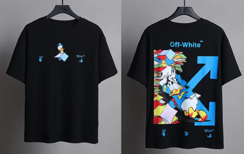 Off-White Pink Logo T-Shirt Black Cotton Streetwear Tee S-5XL