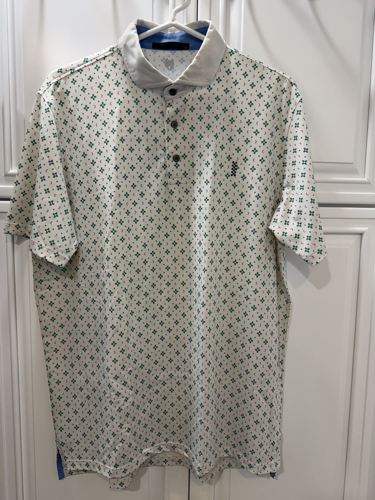 GREYSON Polyester Spandex Polo Shirt THE BRIDGE GOLF CLUB White Sz M