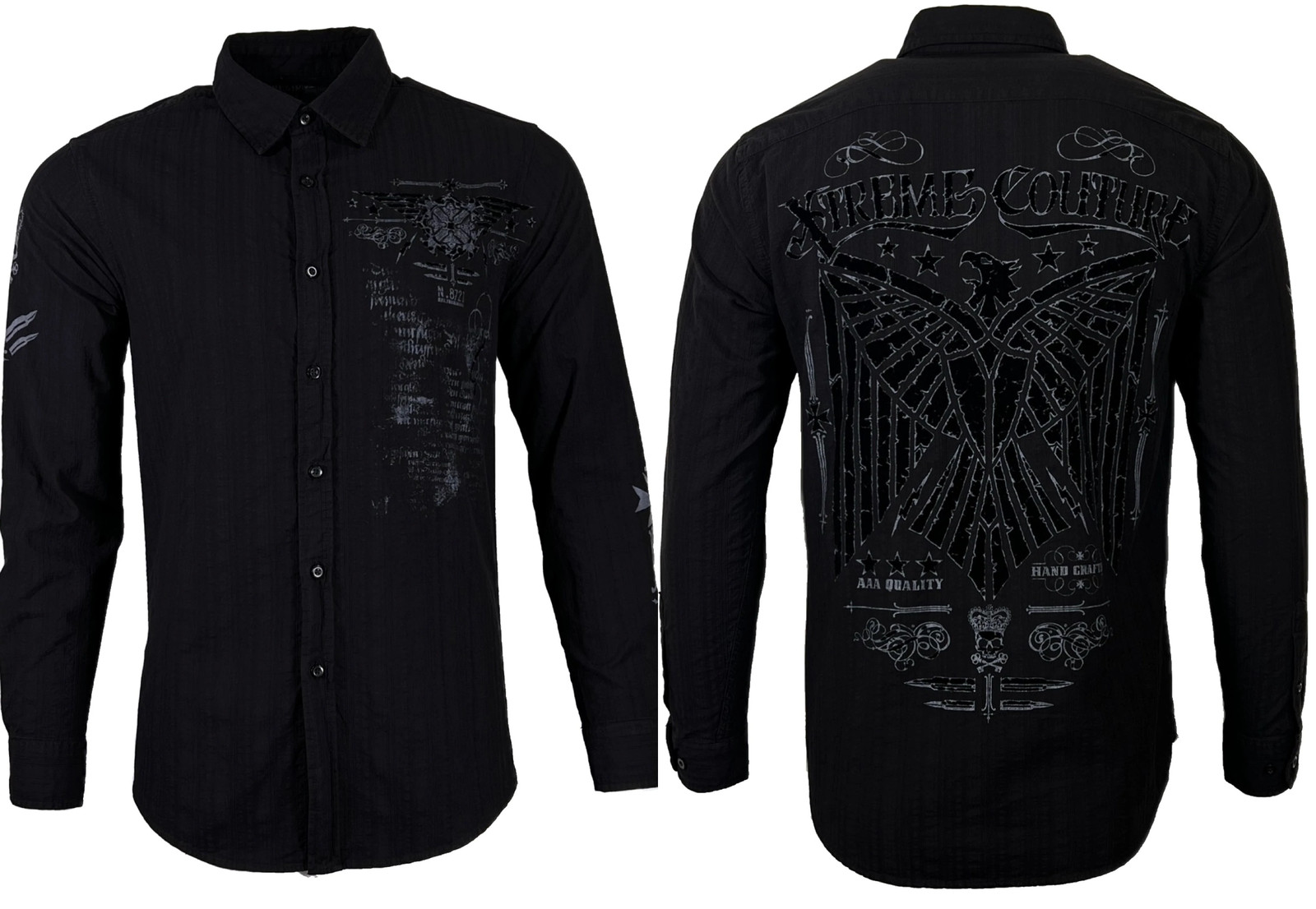Xtreme Couture by Affliction Men’s Button Down Shirt CONNECT Black Biker