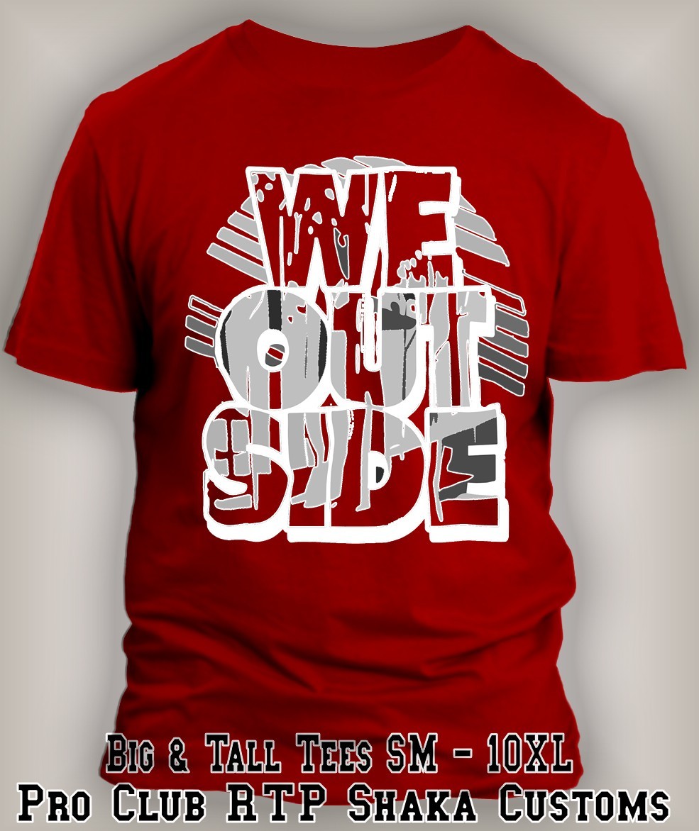 Pro Club Shaka Mens We Ouside Streetwear Graphic Big & Tall Sm Hip Hop Tee Shirt