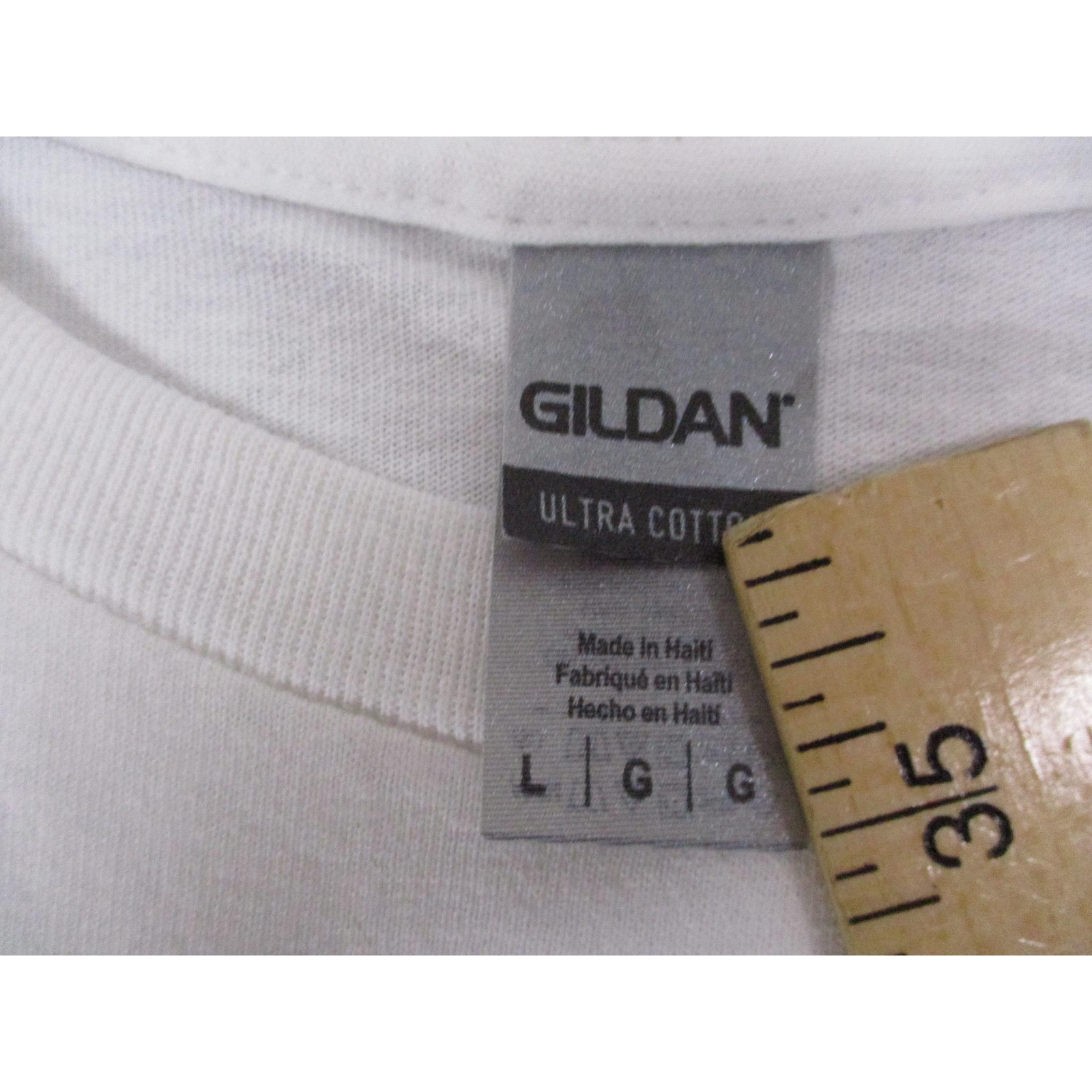 Gildan White Graphic Statement Trendy Casual TShirt TShirt Unisex Size Large
