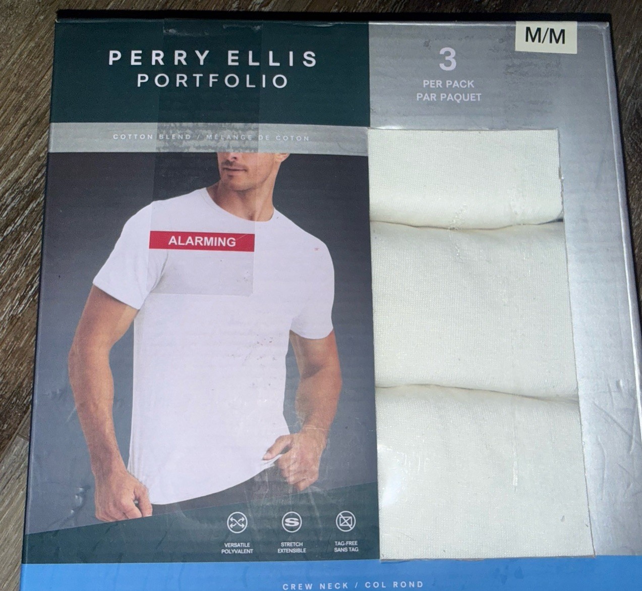 Perry Ellis Portfolio Mens 3-Pack T-Shirts Crew Neck Cotton Blend ~ M (38-40)