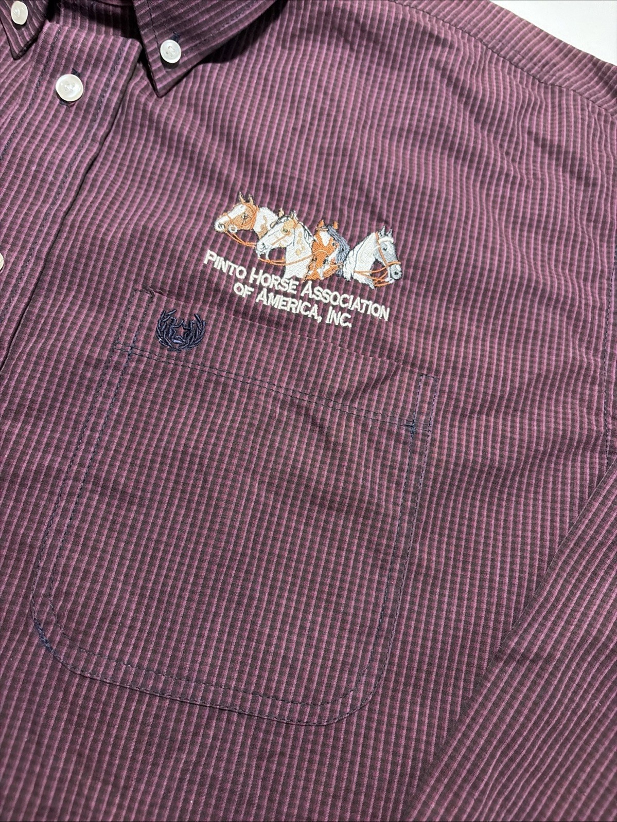 Western Cowboy Pinto Horse Association Embroidered Men XL Button Down Shirt