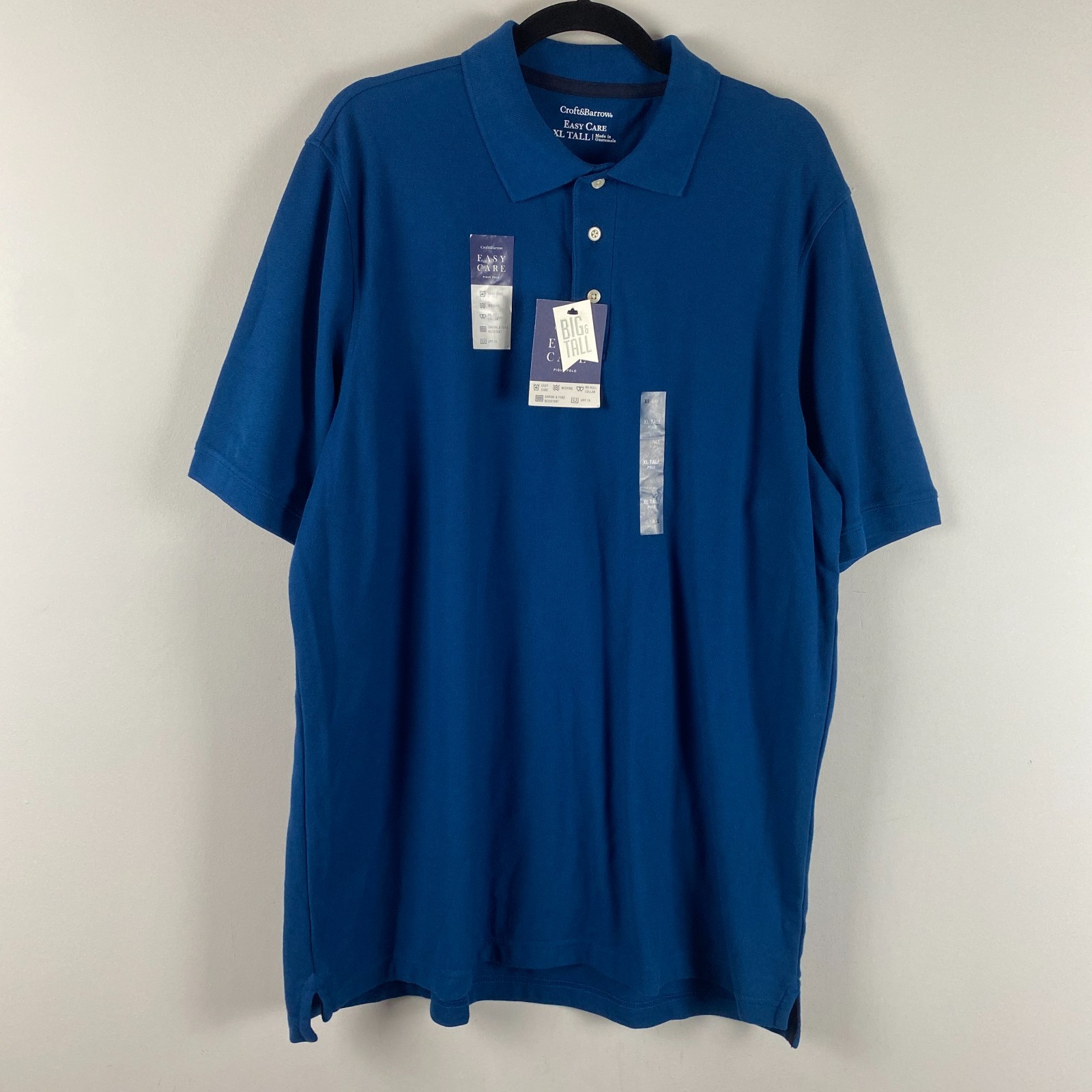 Croft and Barrow Easy Care Pique Polo Shirt Mens XL Tall Blue Short Sleeve Golf