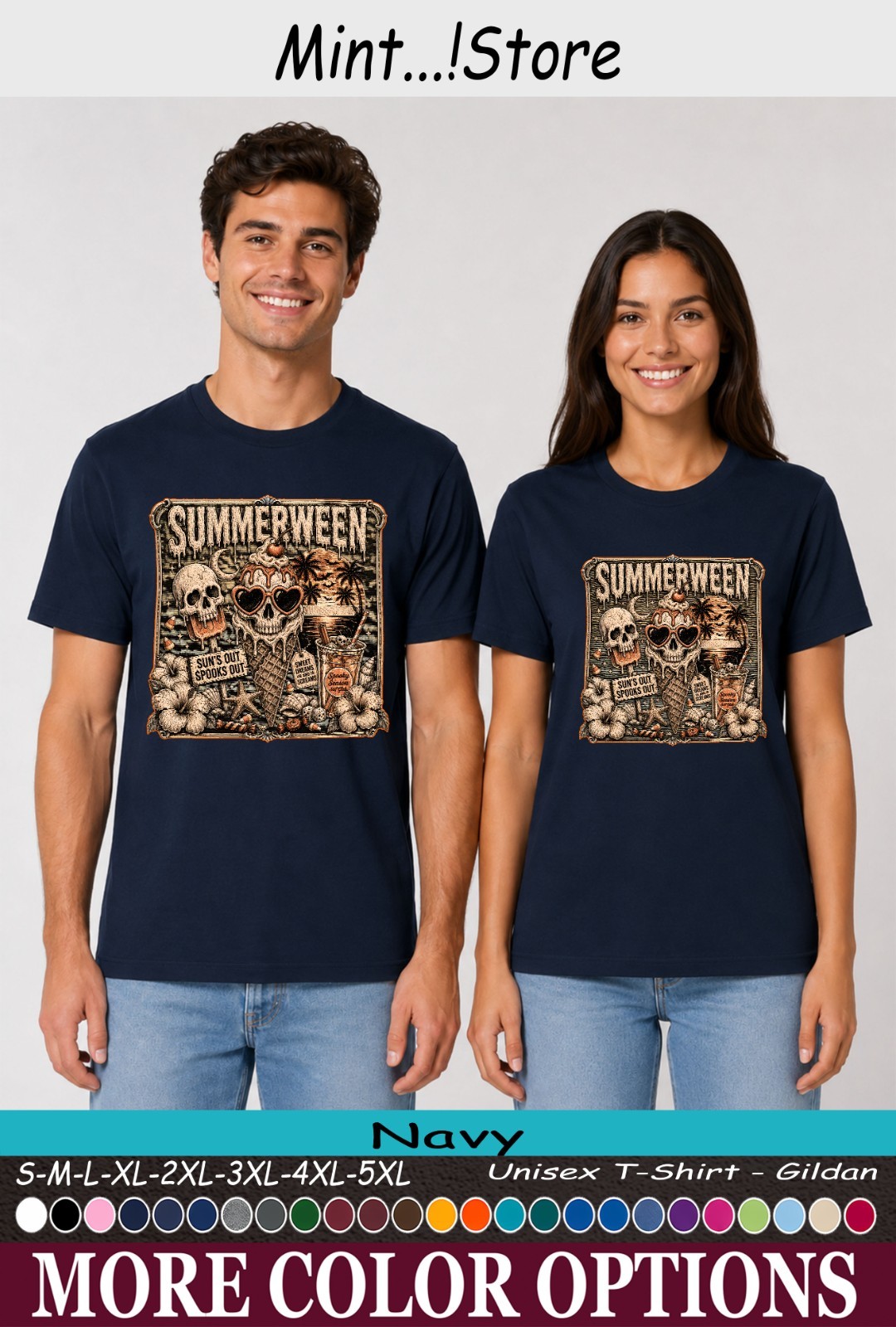 Summerween Shirt, Retro Skull Beach Summer Halloween Unisex T-Shirt