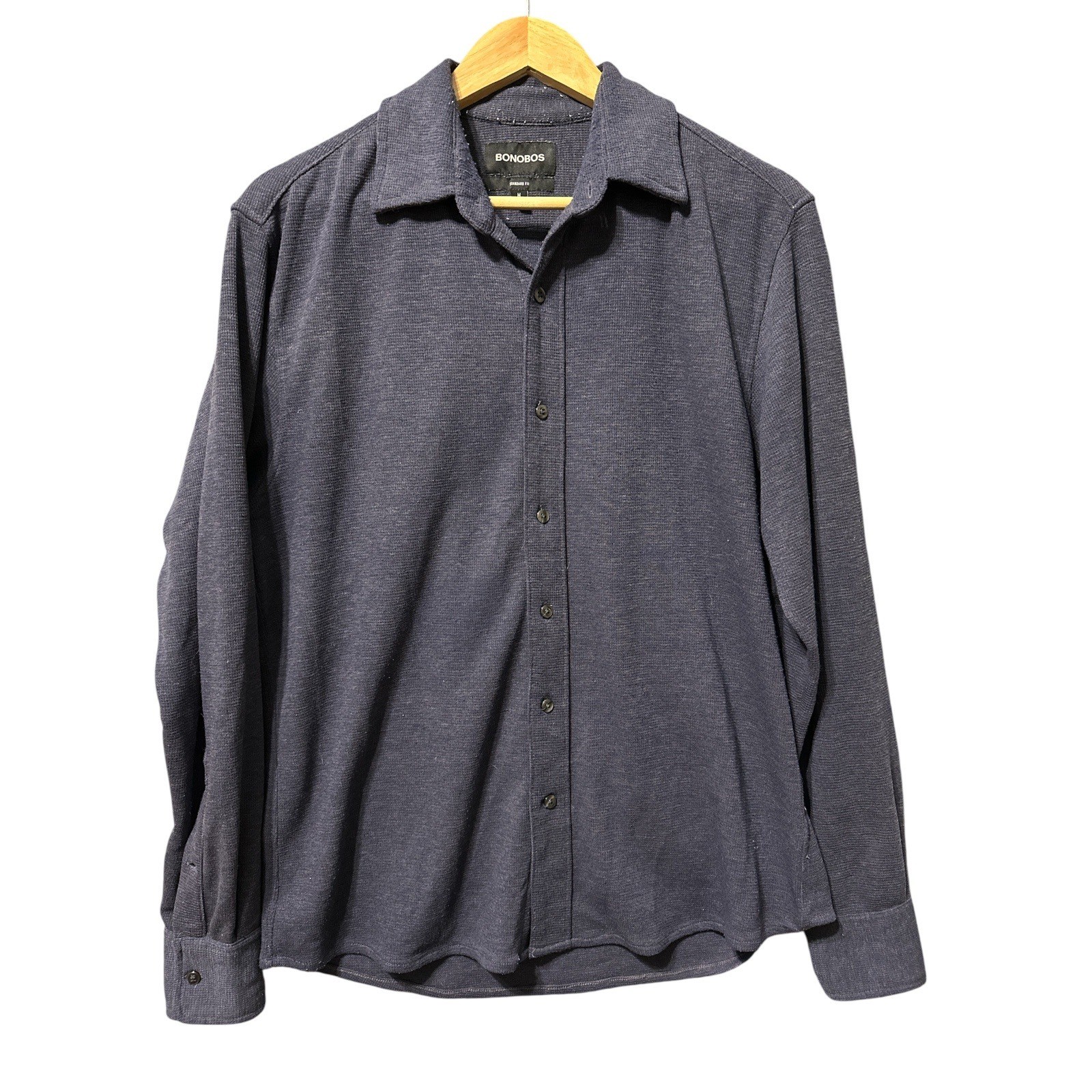 Bonobos Mens Standard Fit Button Down Wool Long Sleeve Shirt Medium Knit Casual