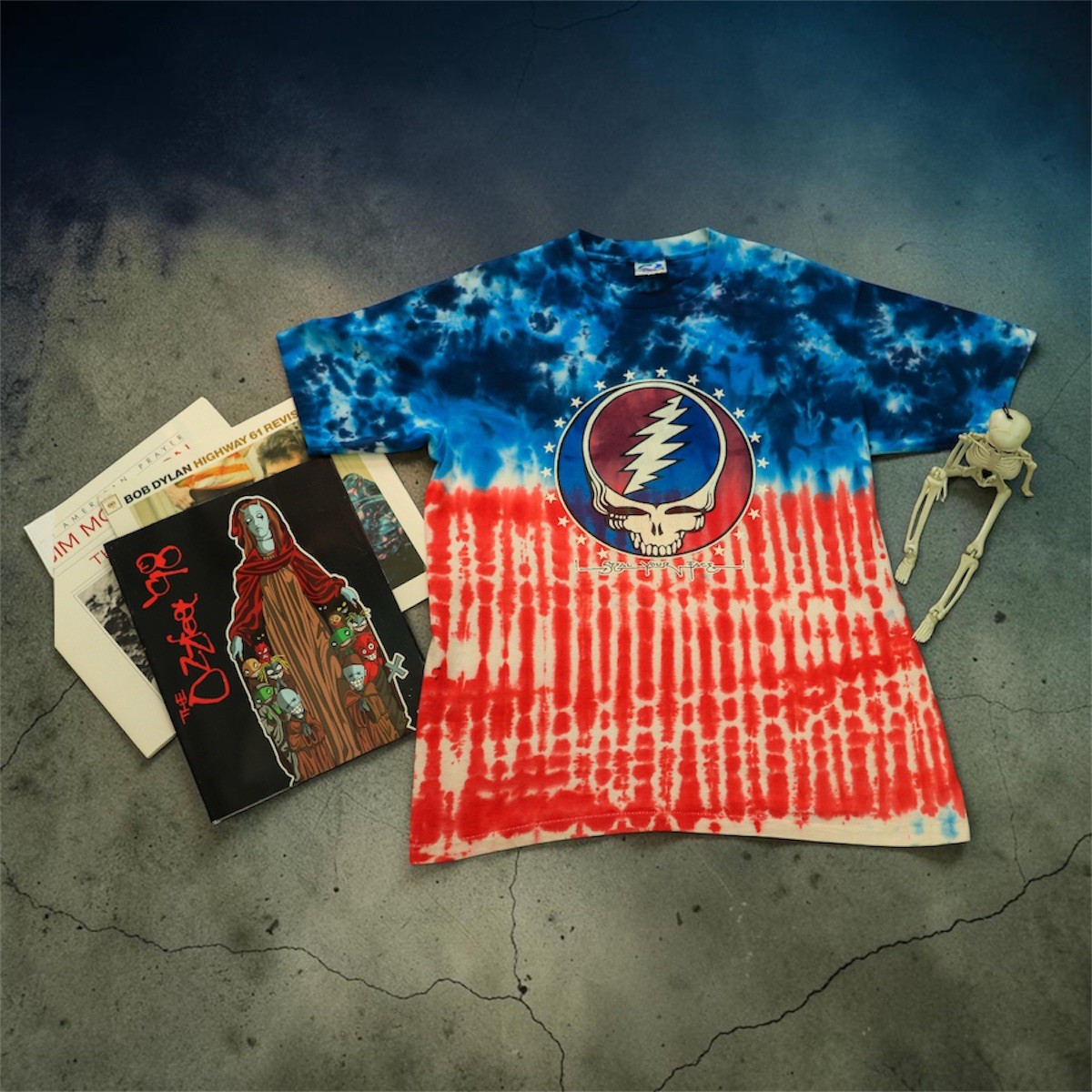 Vintage 1988 XL Grateful Dead Steal Your Face Red White Blue Shirt Liquid Blue