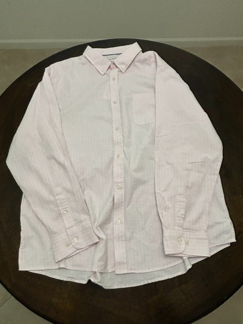 NWT Free Assembly Men’s 3XL Pink Crystal Striped Oxford Long Sleeve Shirt Button