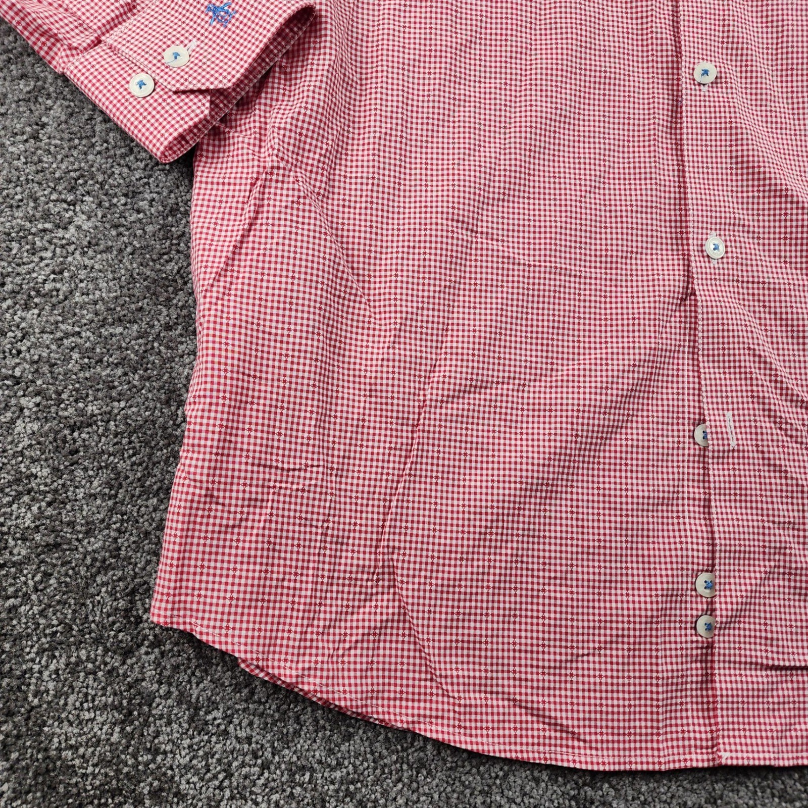 Original Penguin Button Down Shirt Mens 16 34/35 Red Gingham Heritage Slim Fit