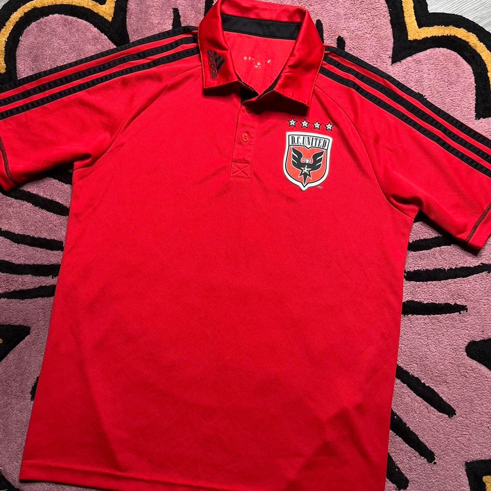 Adidas DC United Patch Logo Polo Shirt Size Small Red