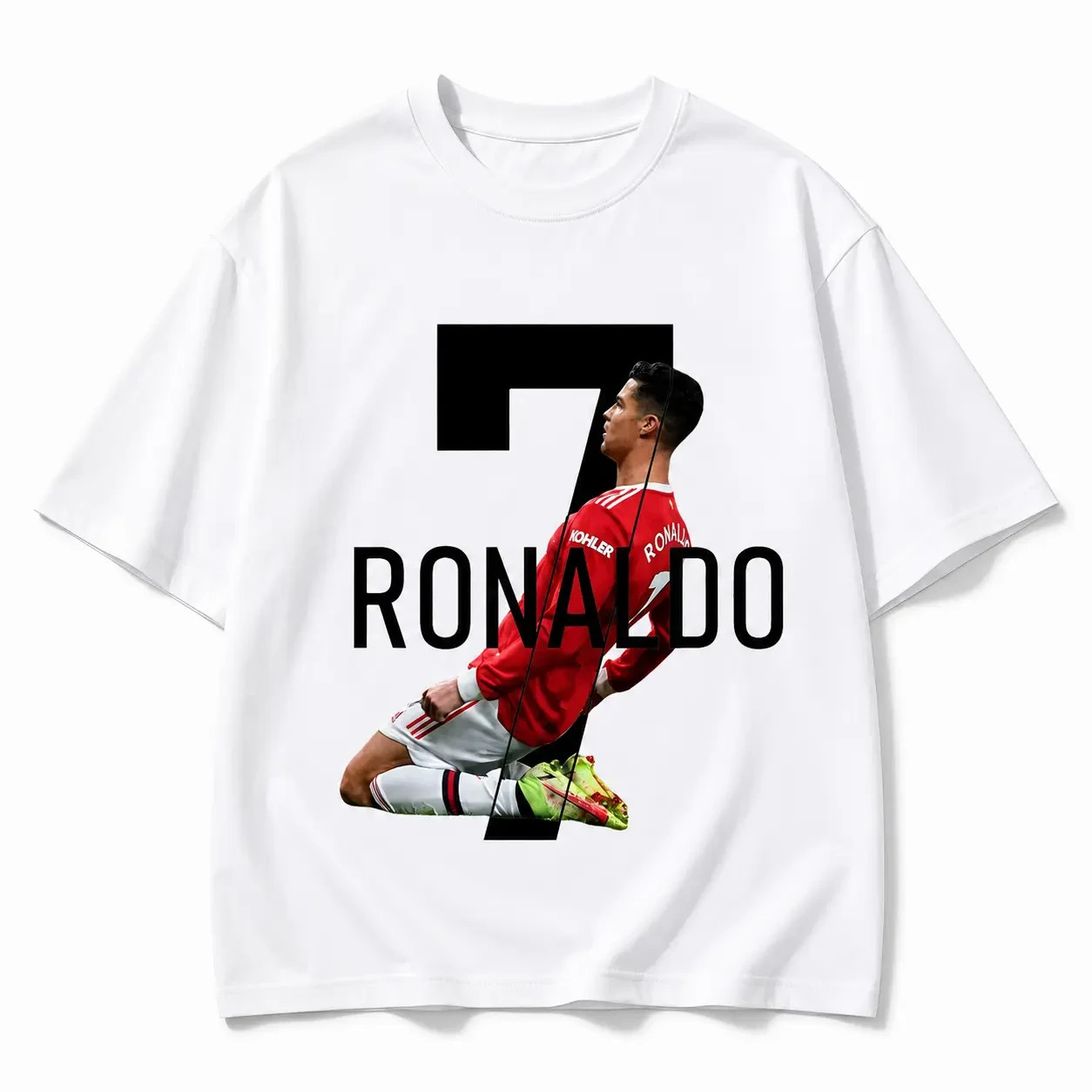 C Ronaldo Digital Print T-shirt 100% Cotton Fabric Ronaldo Patterned T-shirt Spr