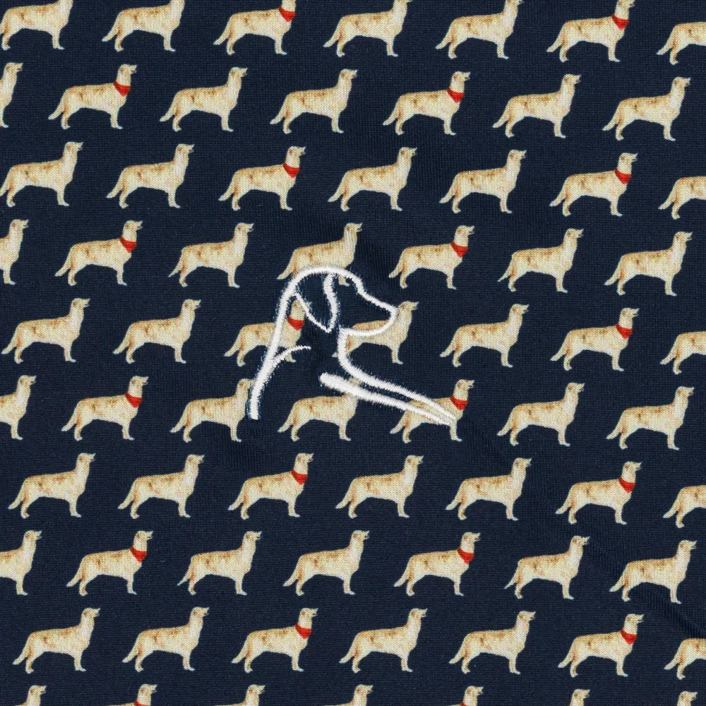 👑 Rhoback The Golden Retriever Men Performance Polo Fleet Navy Dog Stretch XL