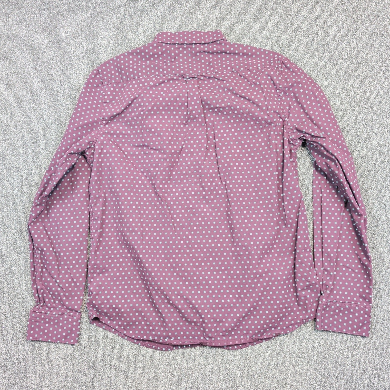 Cactus Man Modern Slim Fit Button Down Shirt L Purple Cotton Geometric Print