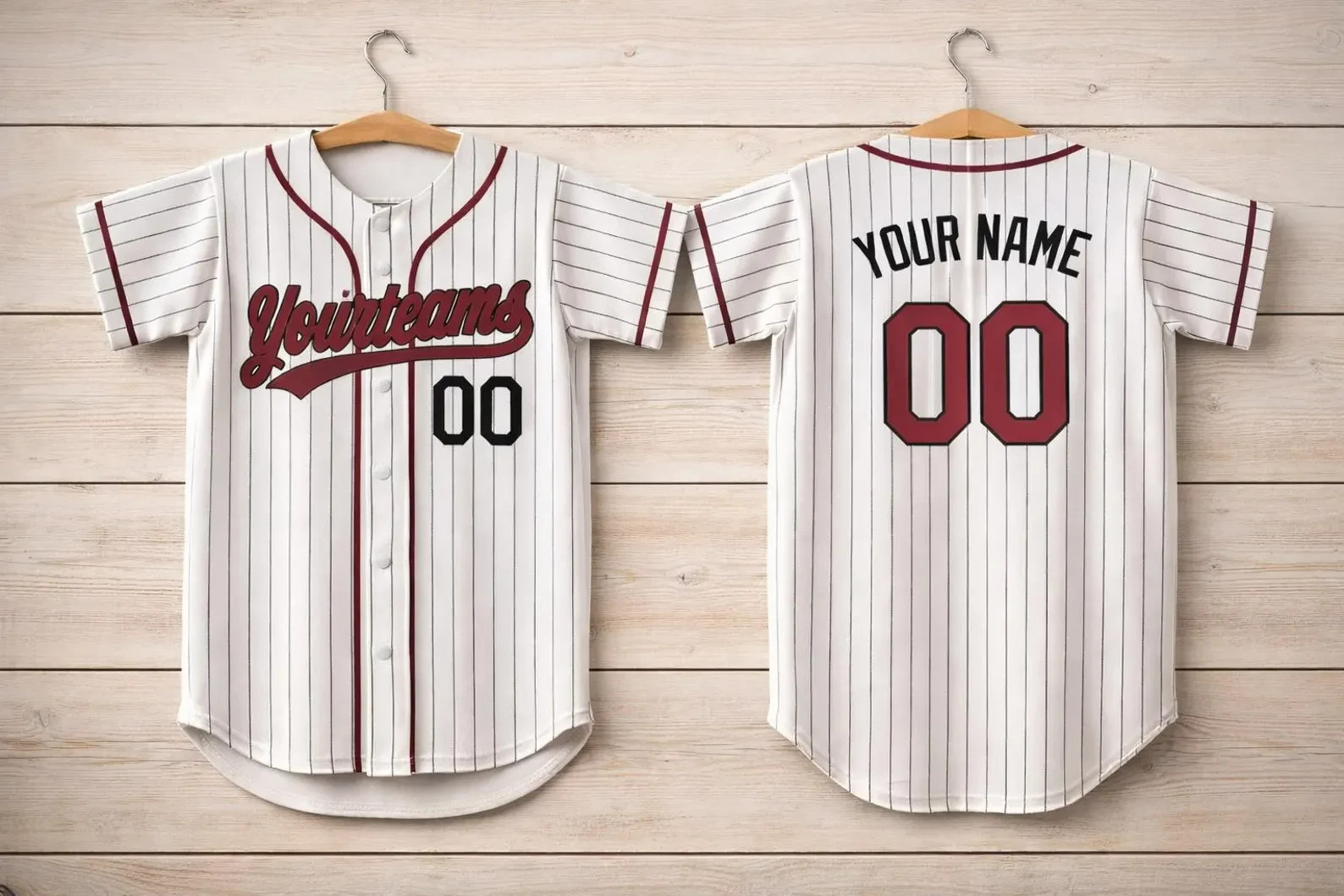 Adult Custom Baseball Jersey Personalized Name Number Pinstripe Team Shirt