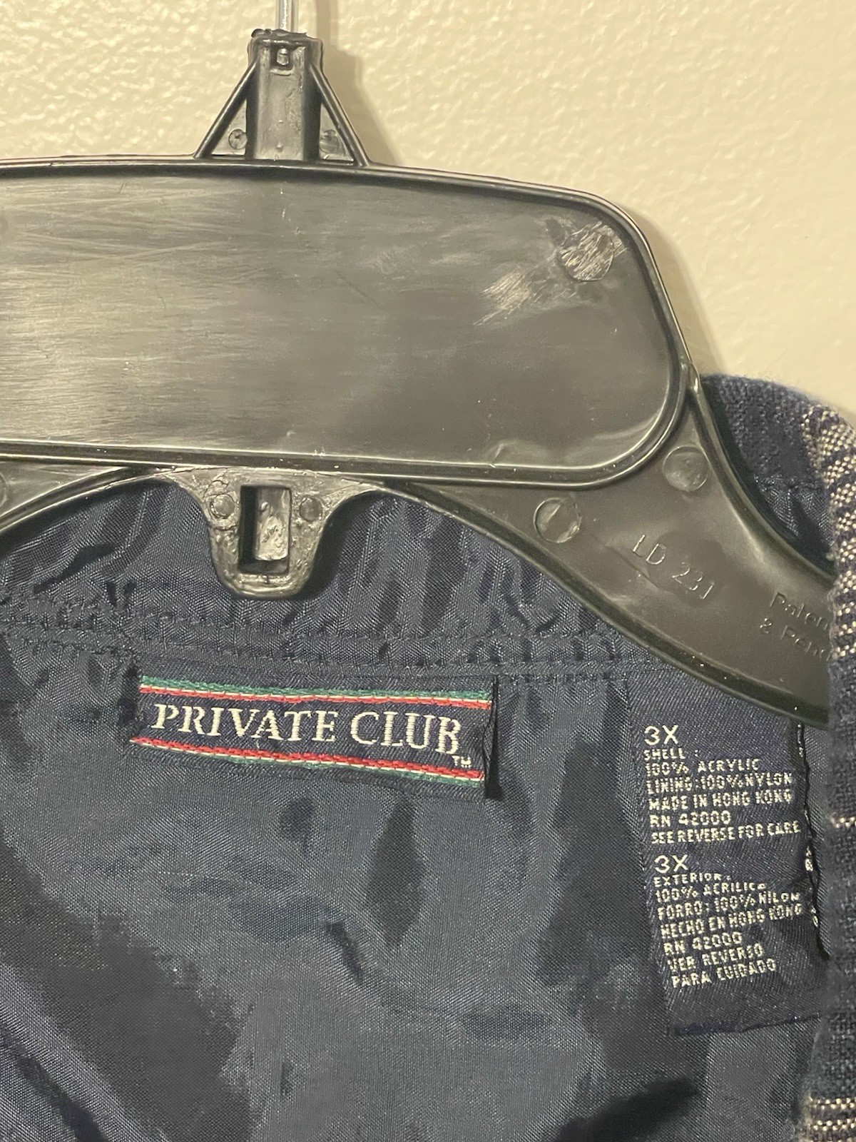 Private Club Button Up Long Sleeve 3XL tall Plaid Blue Vintage Soft Feel