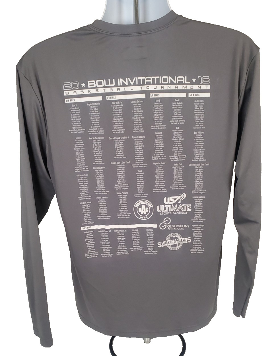 2016 Bow Invitational Basketball Tournament Adult M Gray Shirt Long Sleeves